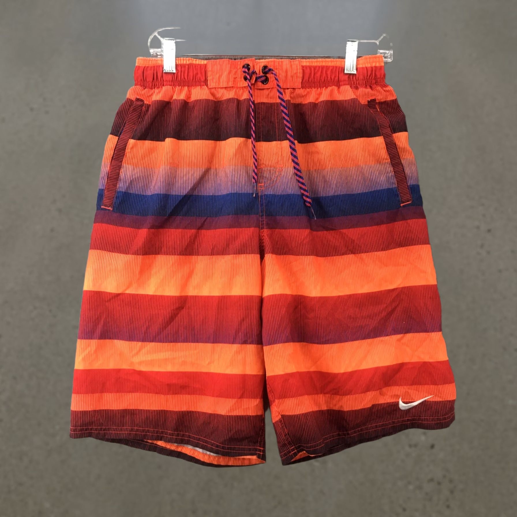 Nike Nike Board Shorts Mens M Multicolor Striped Drawstring Elastic Waistband Size US 31 - 1 Thumbnail