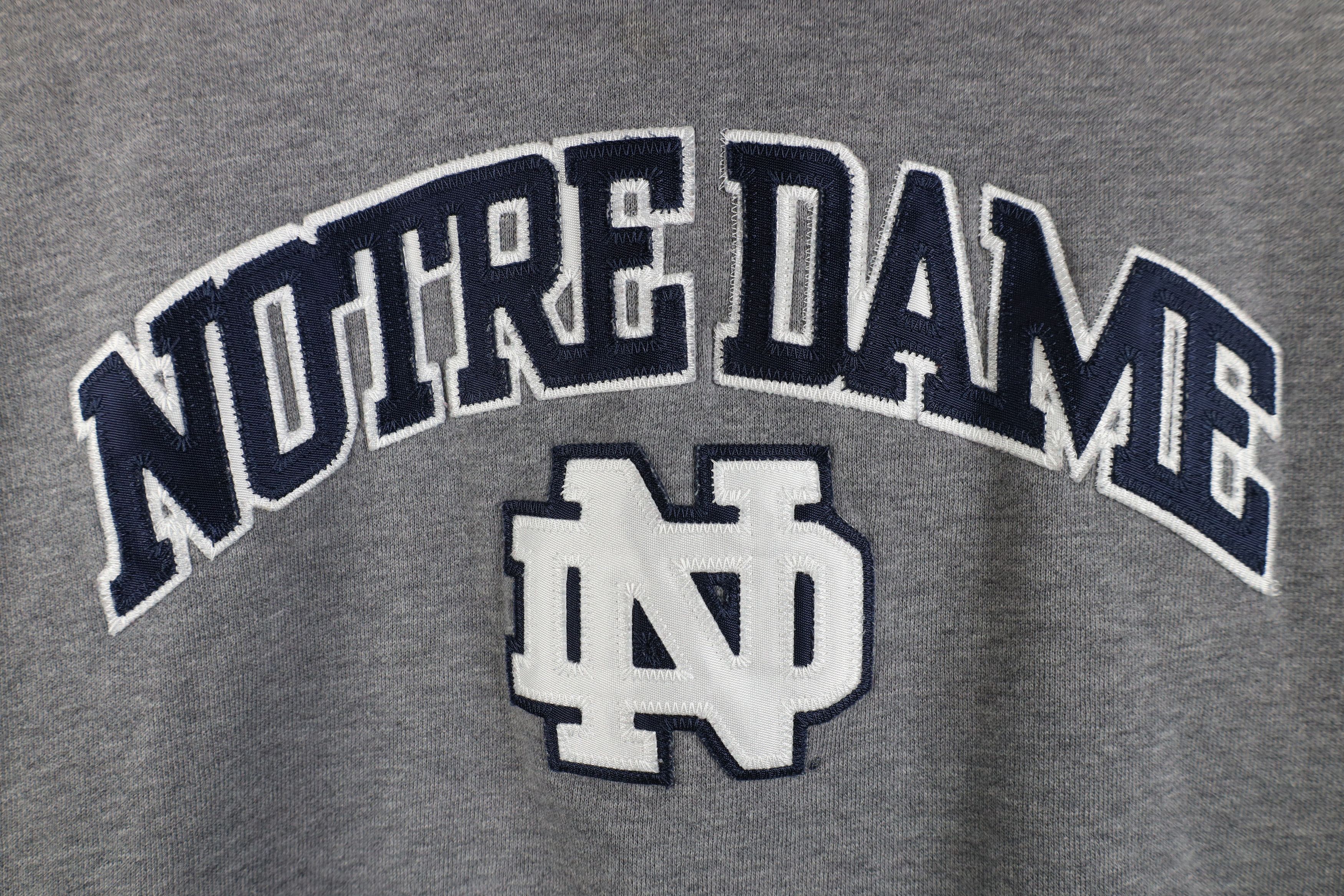 Vintage Vintage 90s Notre Dame University Hoodie Sweatshirt Gray Size US L / EU 52-54 / 3 - 4 Thumbnail