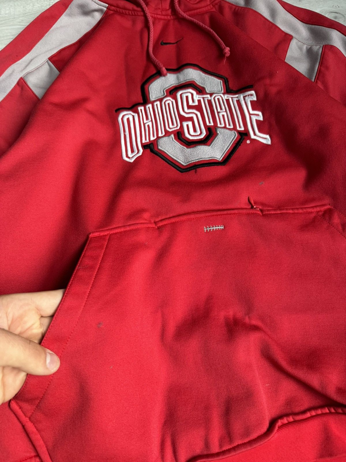 Nike × Vintage Vintage Nike Logo USA Ohio State central swoosh hoodie Size US L / EU 52-54 / 3 - 3 Thumbnail