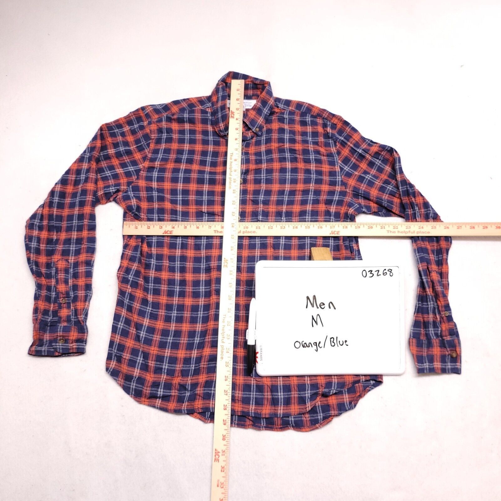 Old Navy Old Navy Tartan Flannel Shirt Mens Size Medium M Blue Orange Size US M / EU 48-50 / 2 - 6 Thumbnail