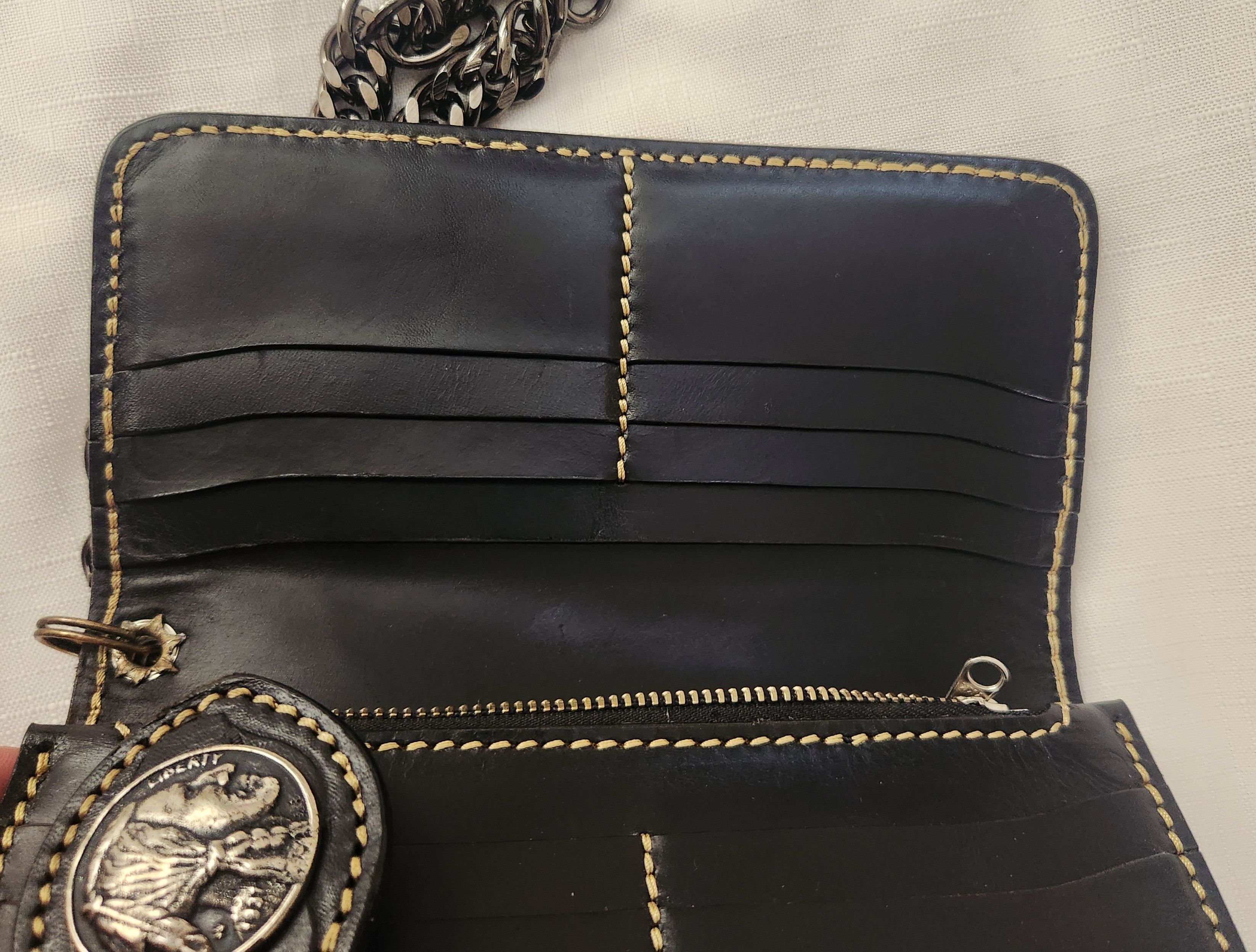 Other Indian Tattoo Genuine Leather Black Western Biker Wallet Size ONE SIZE - 10 Thumbnail