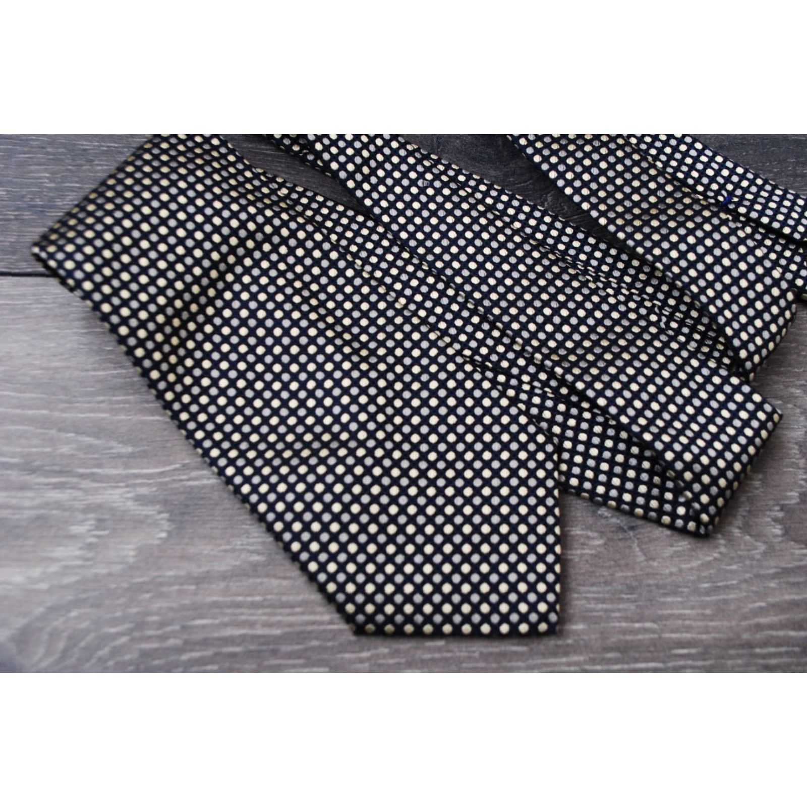 Canali VINTAGE MEN'S CANALI POLKA DOT BLACK WHITE TIE MADE IN ITALY 100% SILK LUXURY CLASSIC Size ONE SIZE - 3 Thumbnail