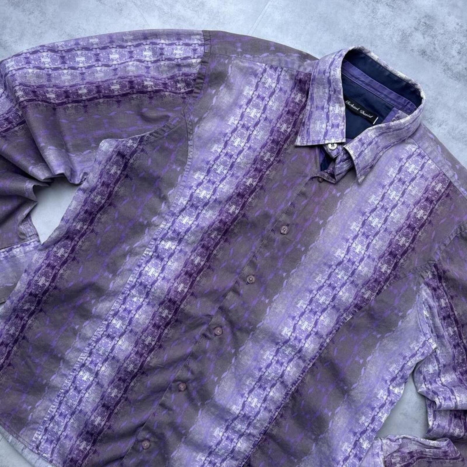 Affliction Y2K Affliction style purple patterned button-up grunge shirt Size US M / EU 48-50 / 2 - 6 Thumbnail