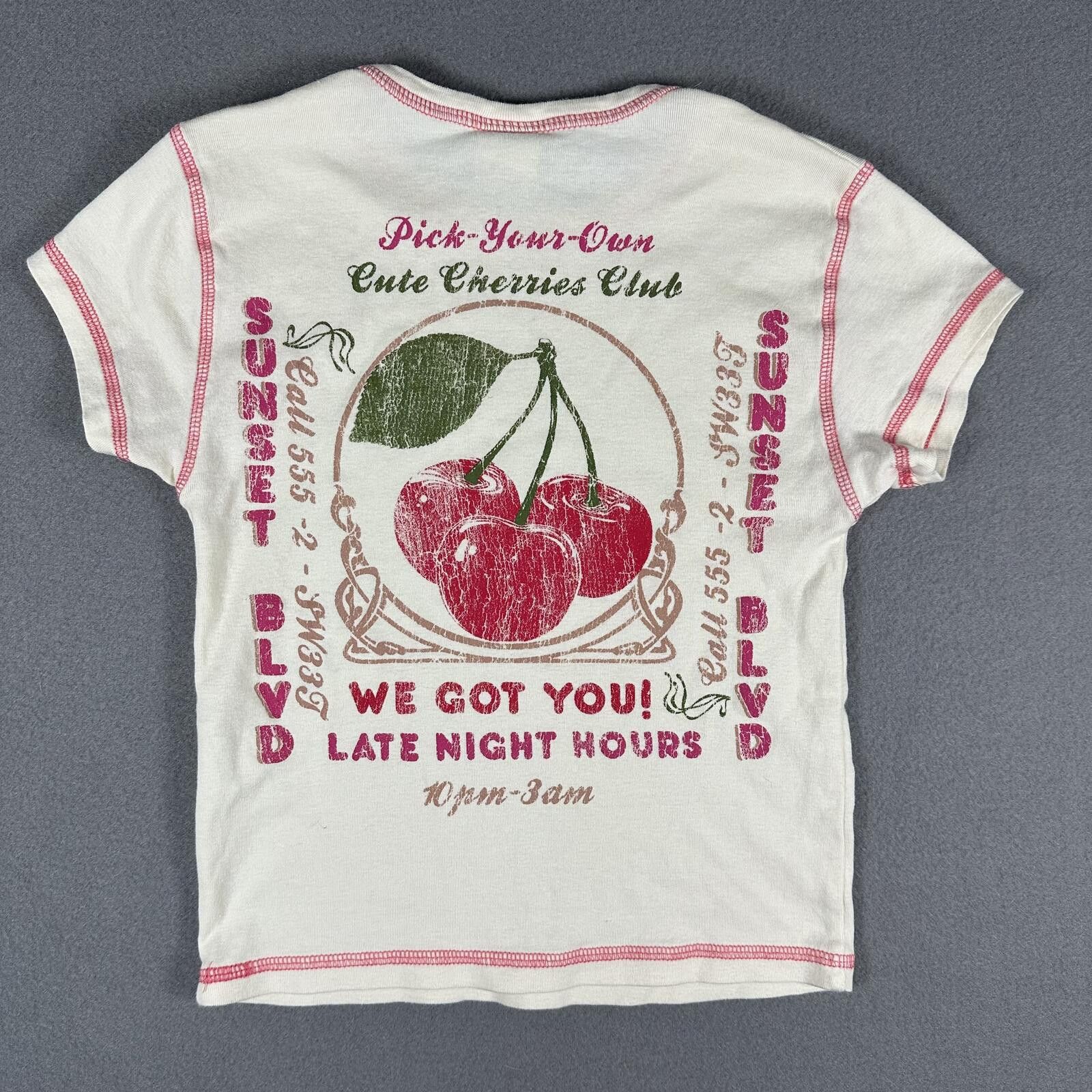 Urban Outfitters Urban Outfitters Women’s Baby Tee Cherry Graphic Cream Red Size S / US 4 / IT 40 - 2 Thumbnail