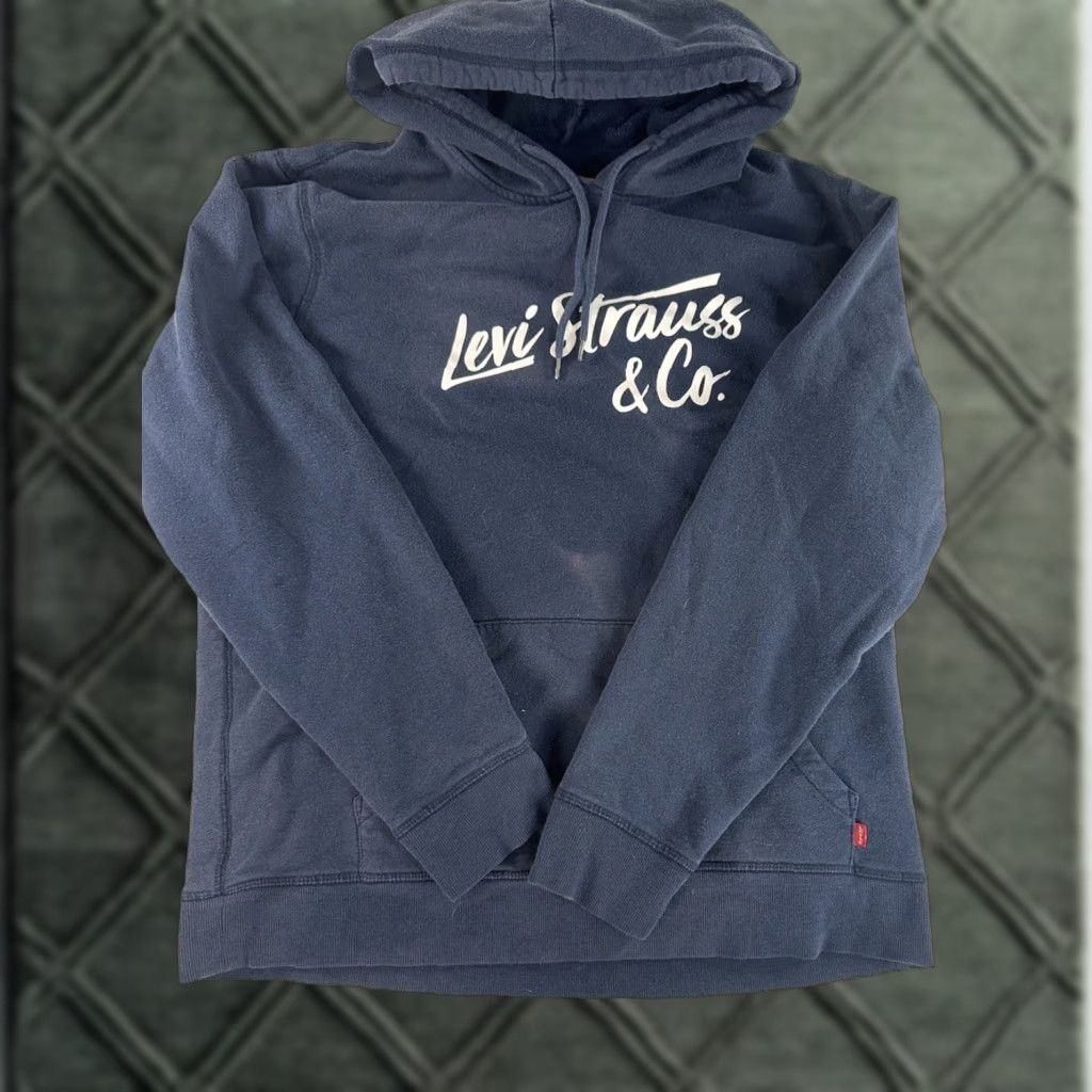 Levi's Levi's Hoodie Men’s LARGE Navy Logo Spellout Graphic Sweatshirt Pullover Hooded Size US L / EU 52-54 / 3 - 1 Thumbnail