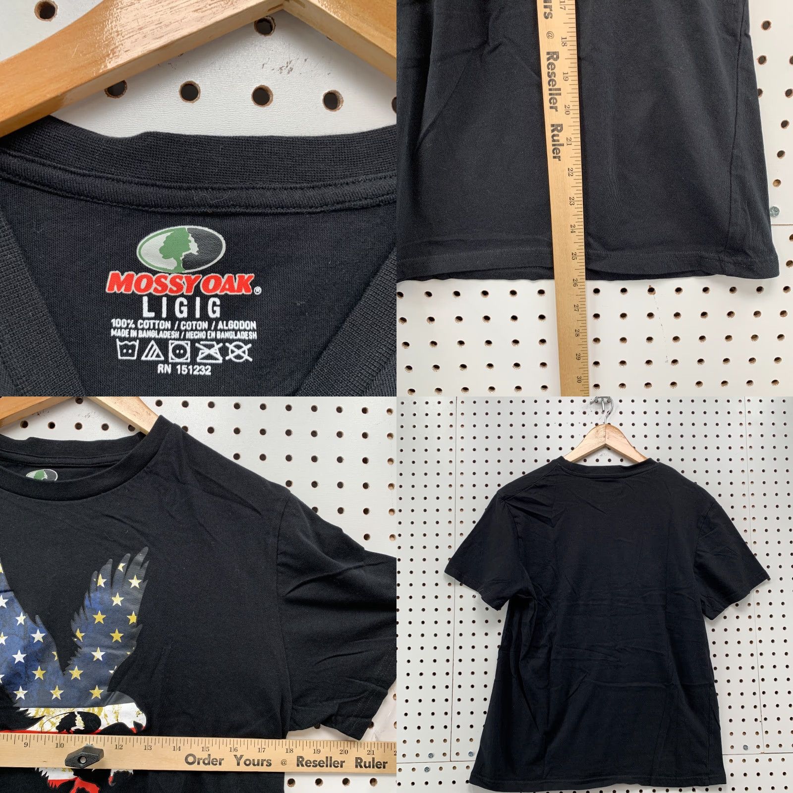 Vintage Mossy Oak Shirt Black Eagle USA Flag Logo FIts Men Small 18x25.5 Short SLeeve Size US S / EU 44-46 / 1 - 8 Thumbnail
