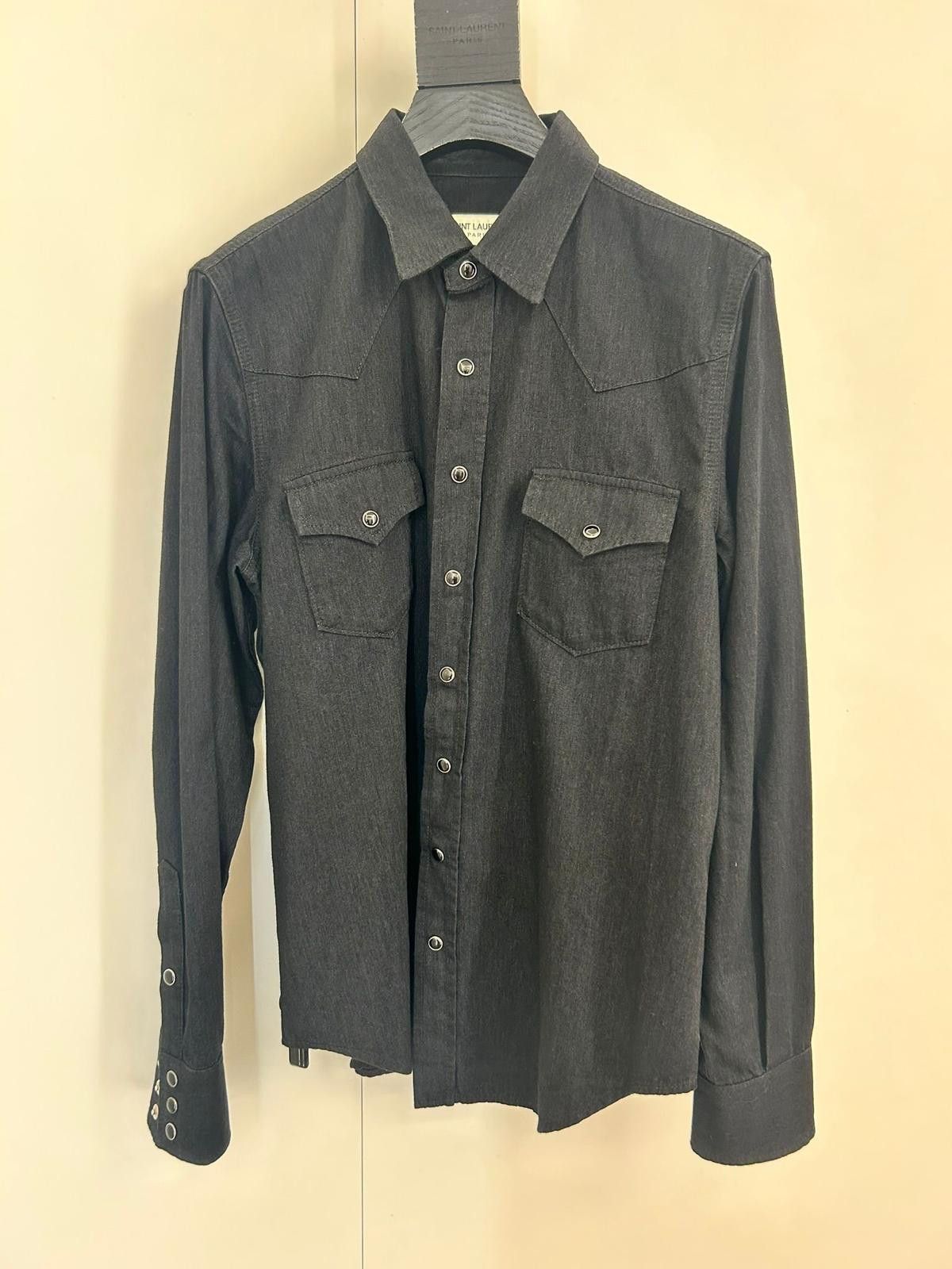 Saint Laurent Paris Classic-fit denim shirt made with organic cotton Size US L / EU 52-54 / 3 - 6 Thumbnail