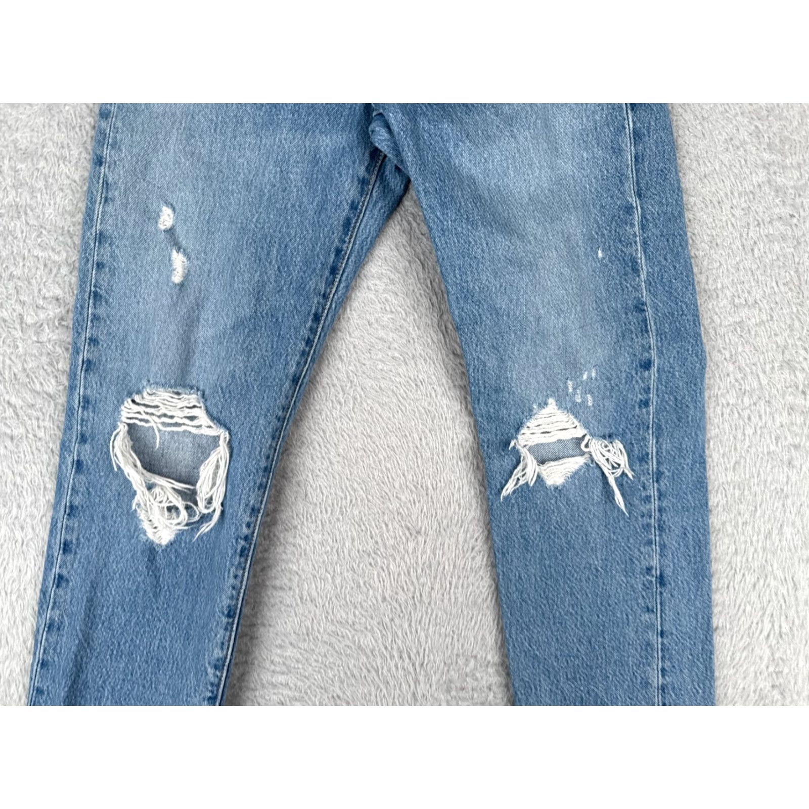 Levi's Levi's Jeans Women 25 Blue Denim Wedgie Straight Distressed 25x25 500 Series Size 42" / US 20 - 3 Thumbnail