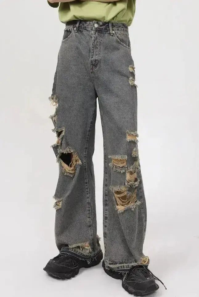 Japanese Brand Distressed denim hole jeans y2k pants Size US 30 / EU 46 - 3 Thumbnail
