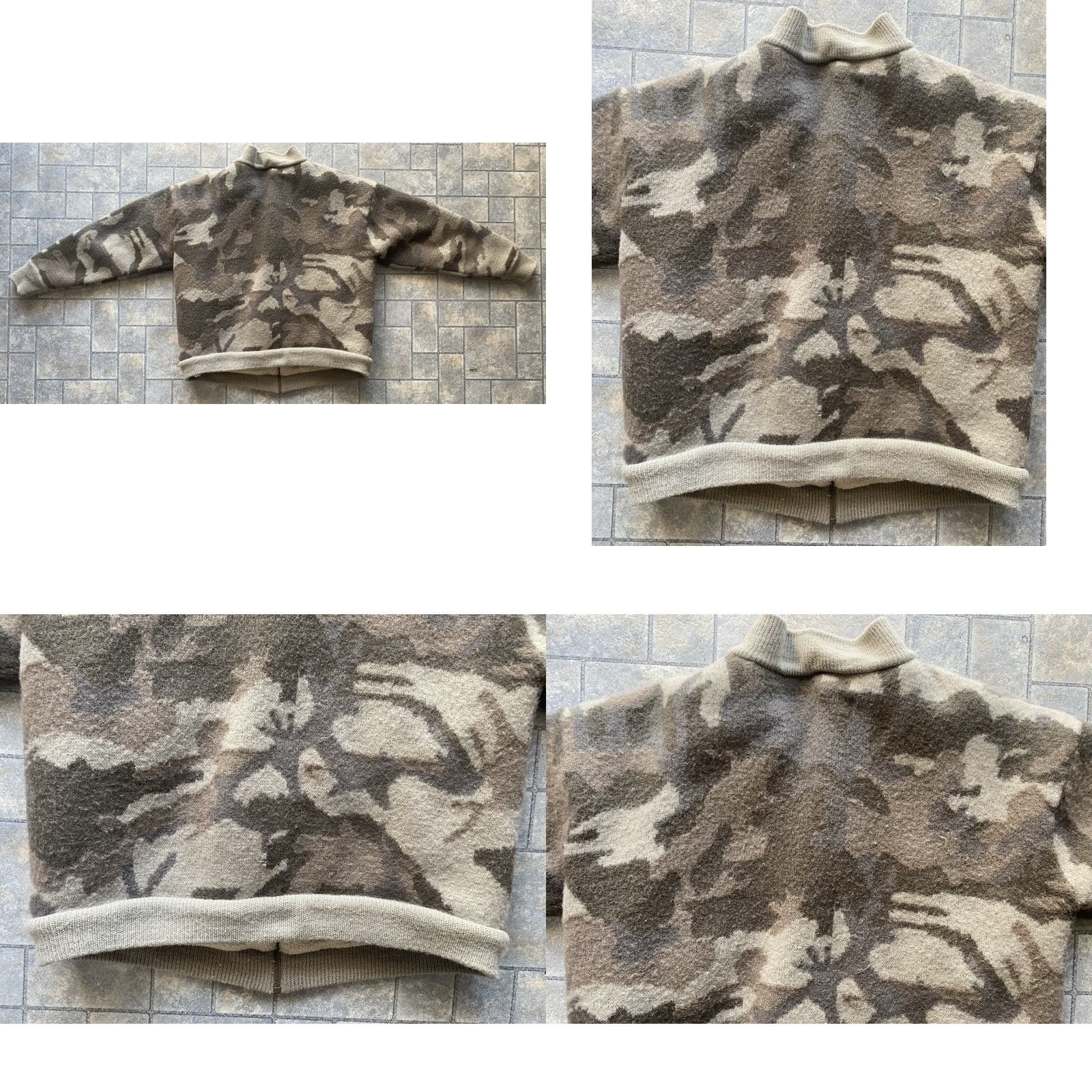 Cabela's Wool Full Zip Jacket Mens L Camouflage Hunting Bomber Coat Flaws Multicolor Wool Full Zip Jacket Mens L Camouflage Hunting Flaws
