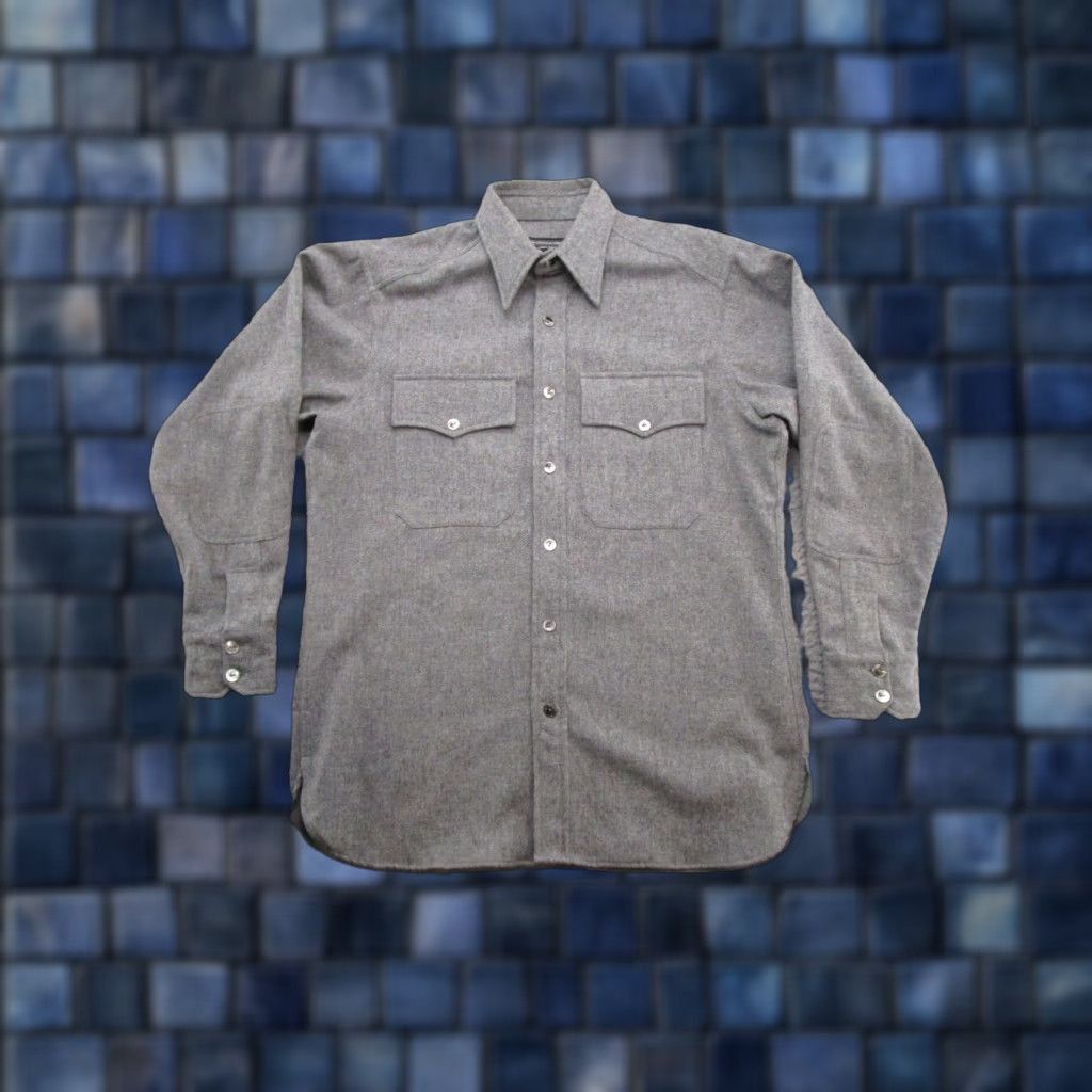 Vintage The J. Peterman Company Men's Gray Wool Button Up Long Sleeve Shirt M Read Size US M / EU 48-50 / 2 - 1 Thumbnail