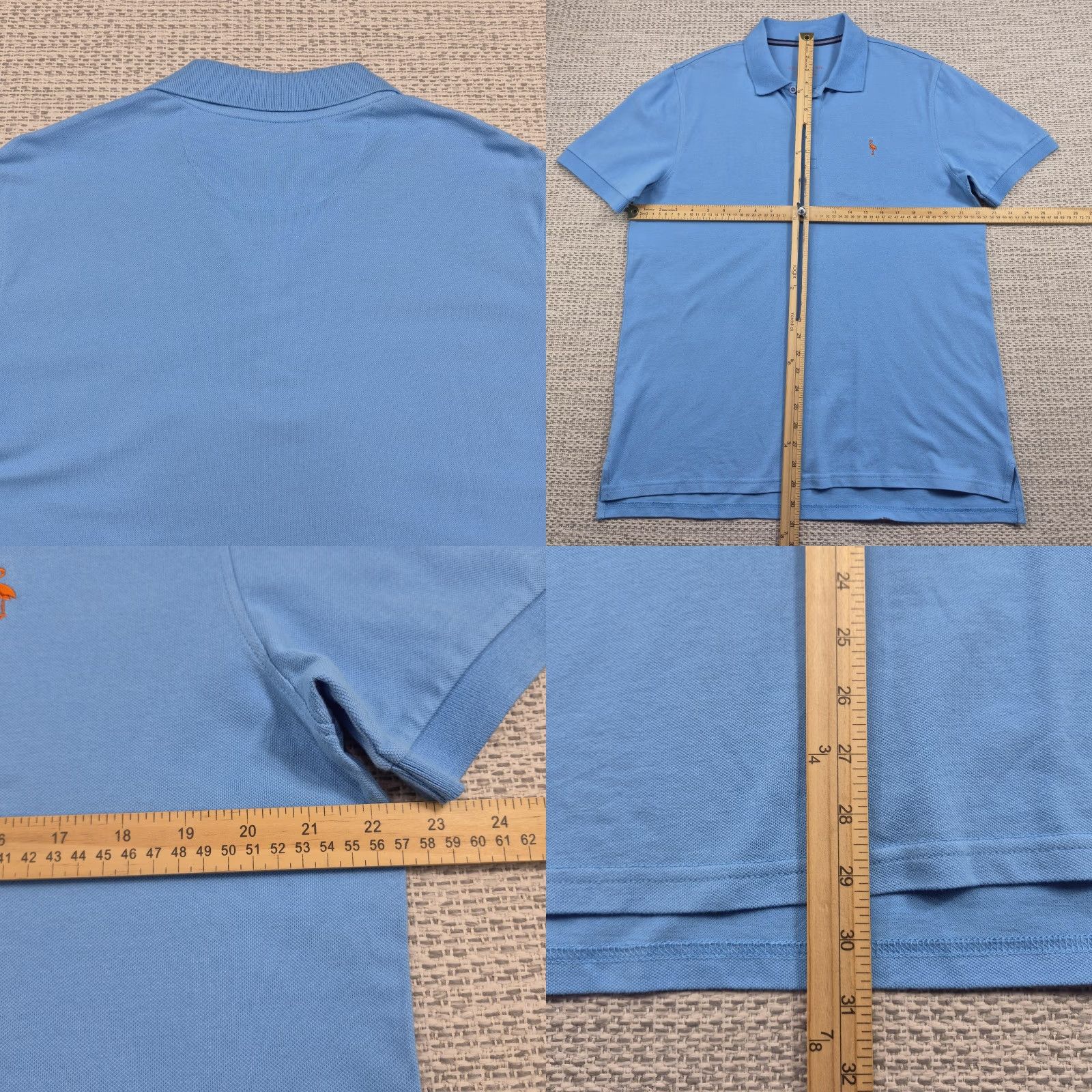 Tailorbyrd TailorByrd Collection Polo Shirt Mens Large Blue Solid Stretch Flamingo Logo Size US L / EU 52-54 / 3 - 8 Thumbnail