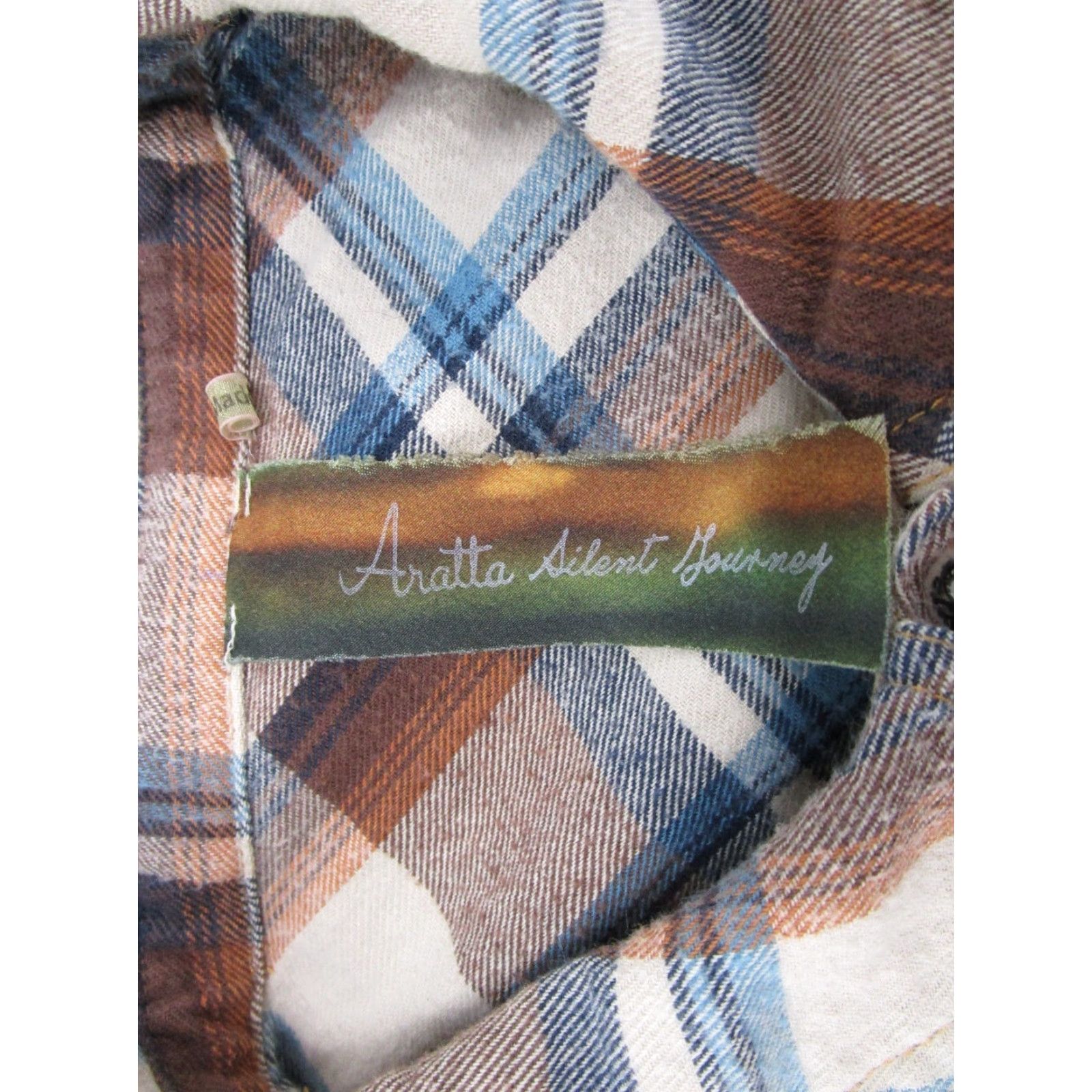 Anthropologie Aratta Silent Journey Plaid Shirt L Multicolor Cotton Linen Rayon Button-Up Long Sleeve Women's Tunic Art Bohemian Western Style Size L / US 10 / IT 46 - 2 Thumbnail