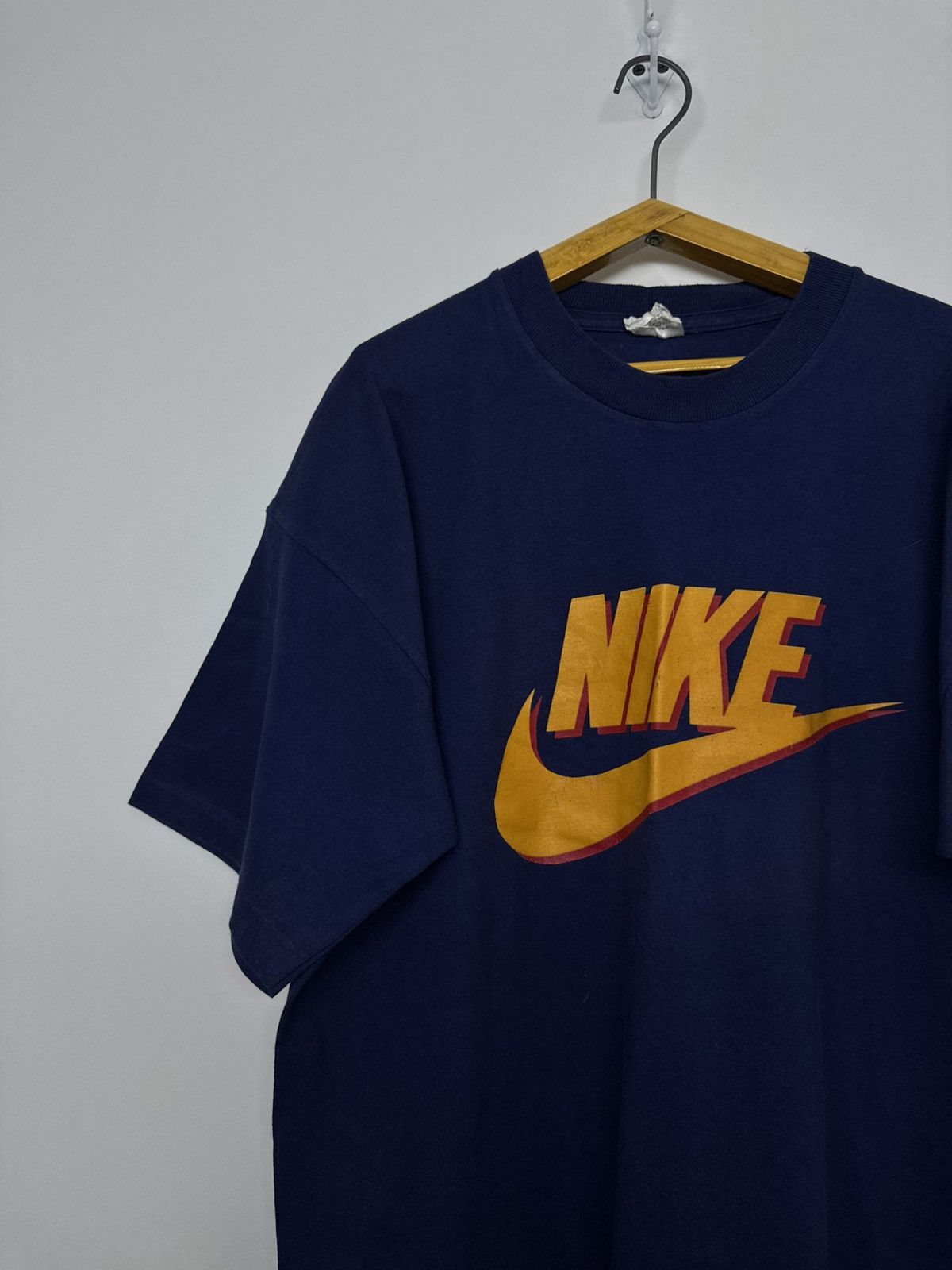 Nike Vintage 1980s Nike Blue Tag Swoosh Shirt Single Stitch Size US L / EU 52-54 / 3 - 1 Thumbnail