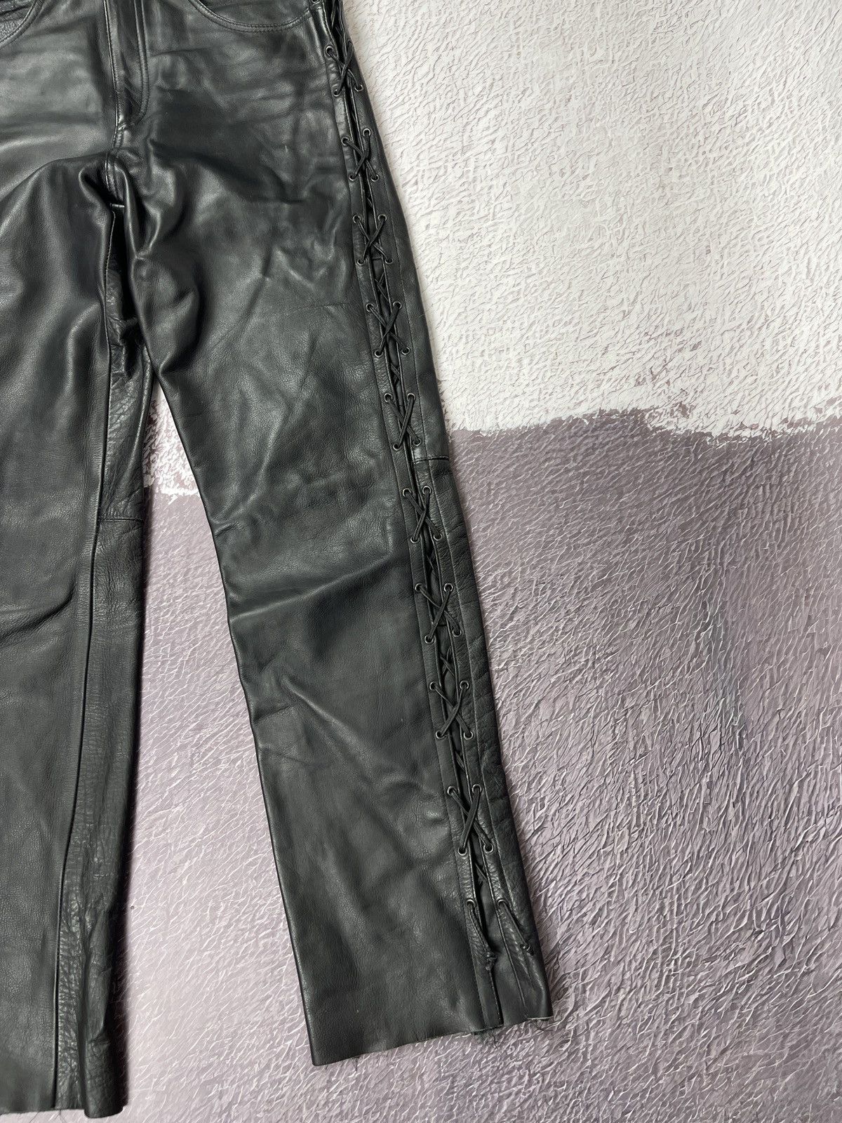 Leather Vintage Genuine Leather black motorcycle pants Versace style Size US 34 / EU 50 - 6 Thumbnail