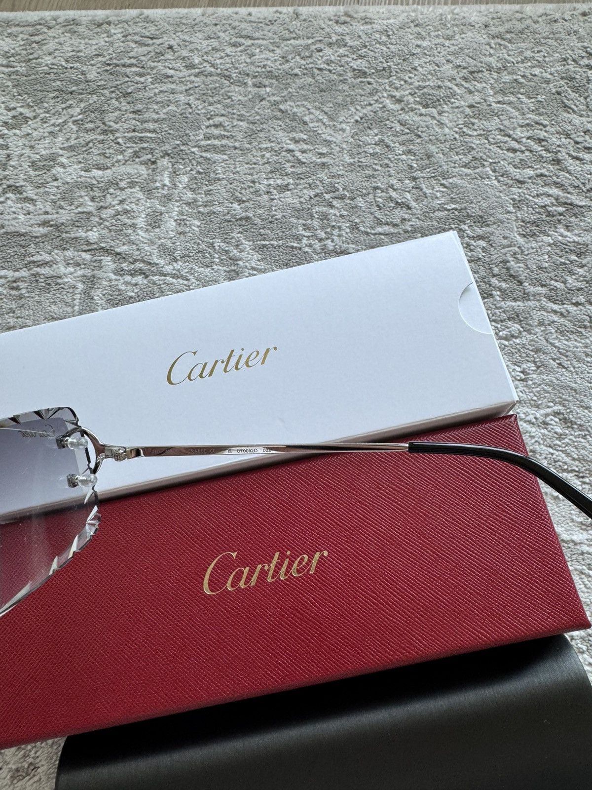 Cartier Cartier Big C Wire Platinum Sunglasses Diamond Cut Lenses Size ONE SIZE - 3 Thumbnail