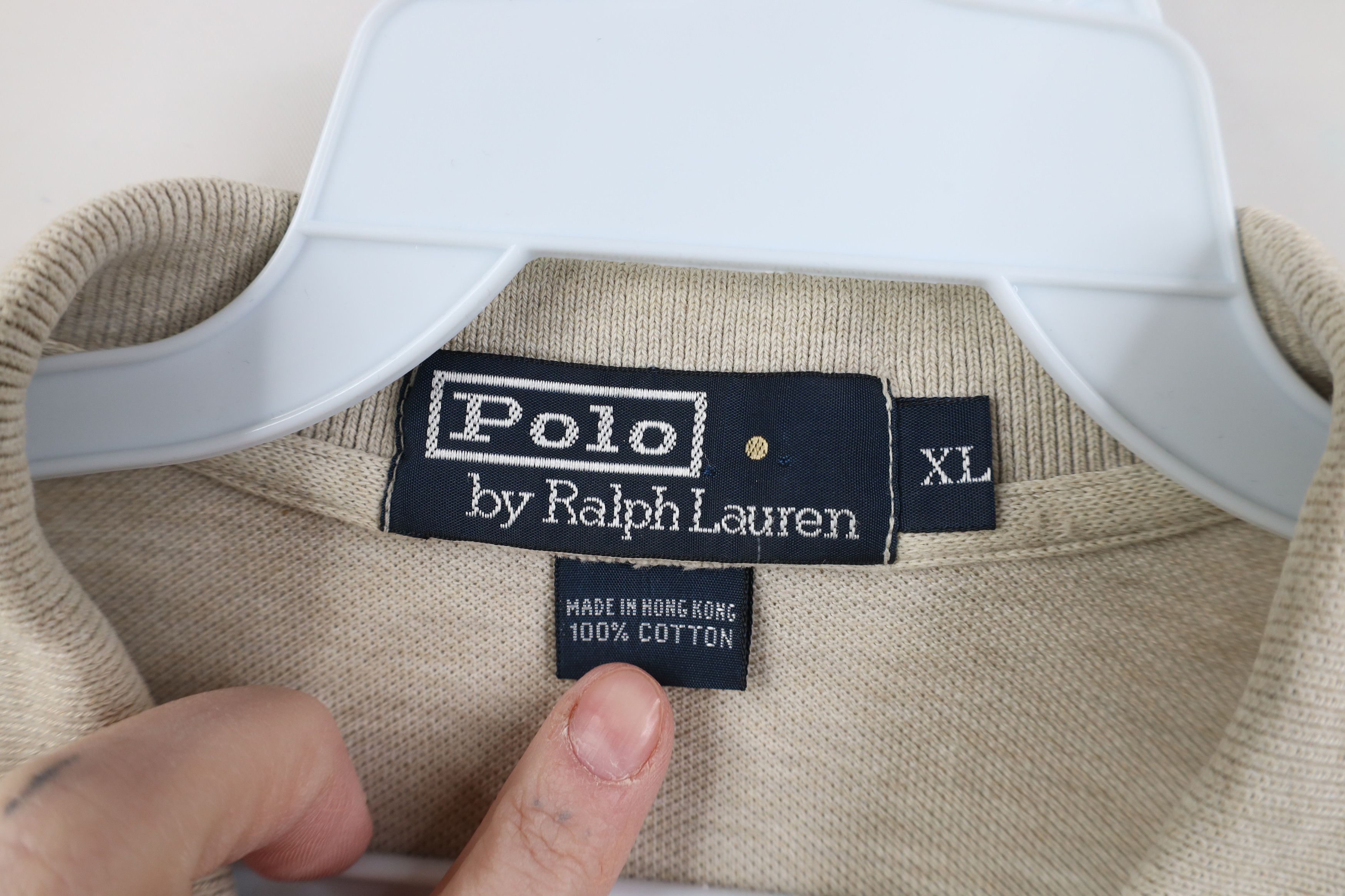 Ralph Lauren Vinage 90s Ralph Lauren Knit Collared Golf Polo Shirt Beige Size US XL / EU 56 / 4 - 7 Thumbnail