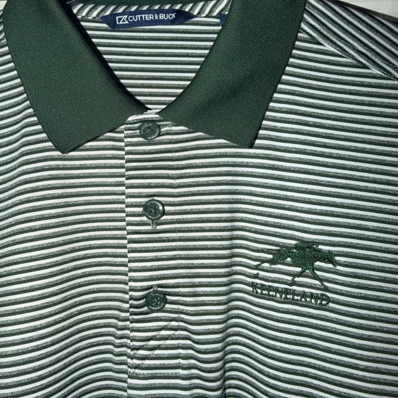 Cutter & Buck Keeneland Polo Shirt Green Striped Small Cutter Buck Size US S / EU 44-46 / 1 - 5 Thumbnail