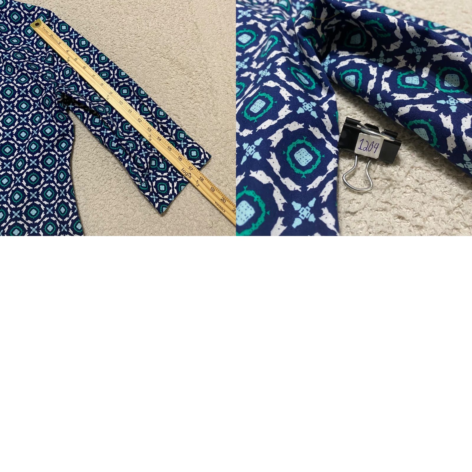 Vintage Chico's Womens Shirt Blue Geometric 3/4 Sleeve Button-Up Cotton Size M / US 6-8 / IT 42-44 - 9 Thumbnail