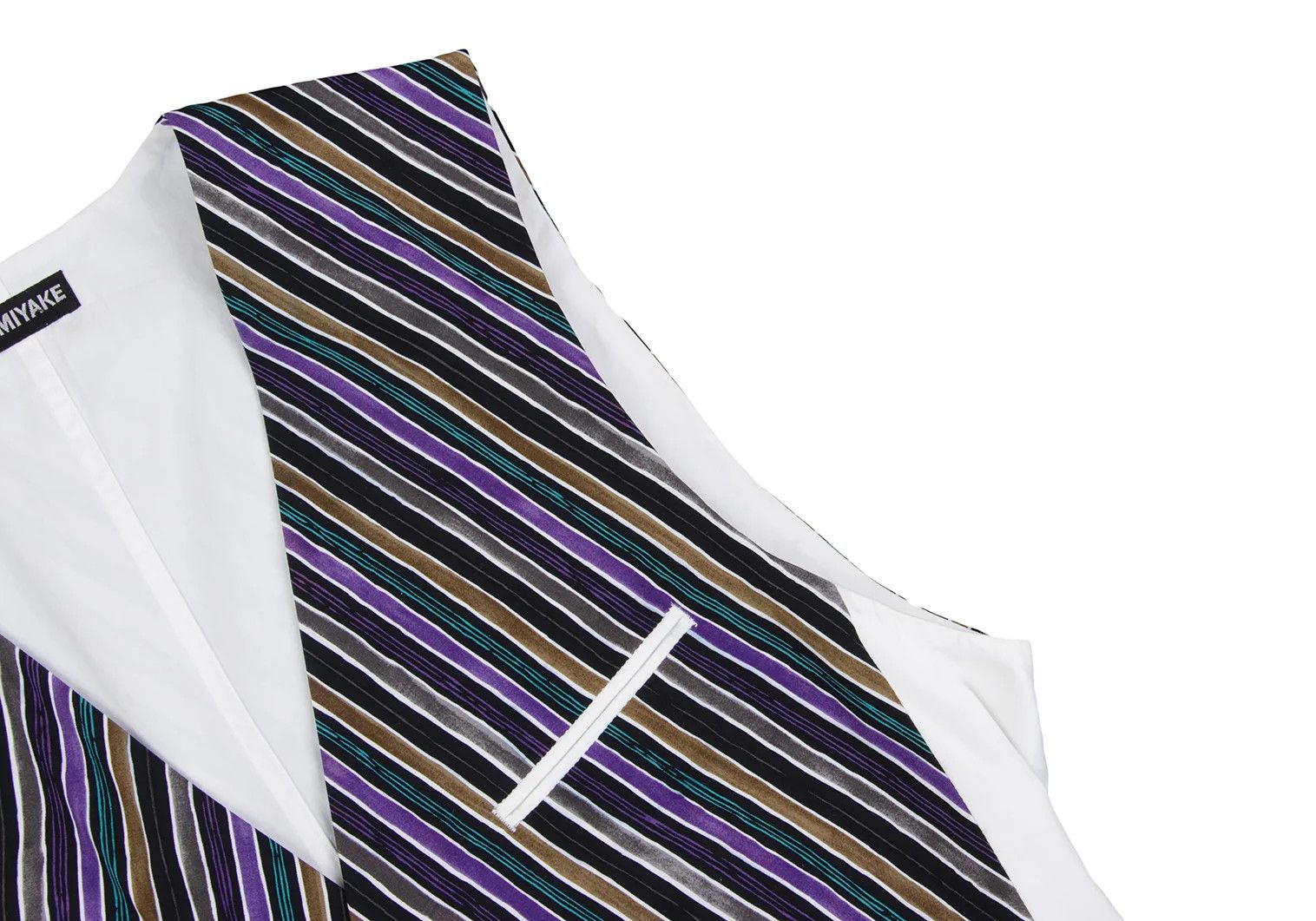 Issey Miyake Cotton Asymmetric Stripe Vest in Black, Purple, Green, Size Size US M / EU 48-50 / 2 - 3 Thumbnail