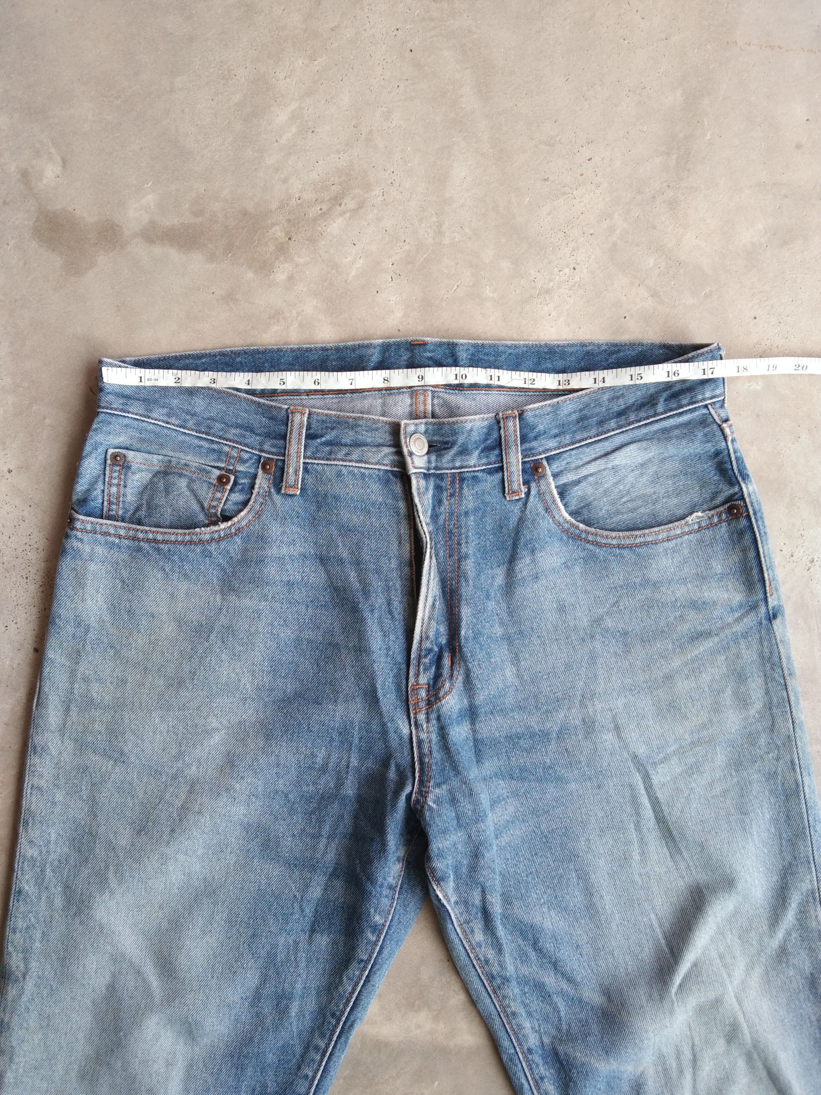 Japanese Brand Vintage GU Faded Blue Released Hem Distressed Jeans 34x30 Size US 34 / EU 50 - 3 Thumbnail