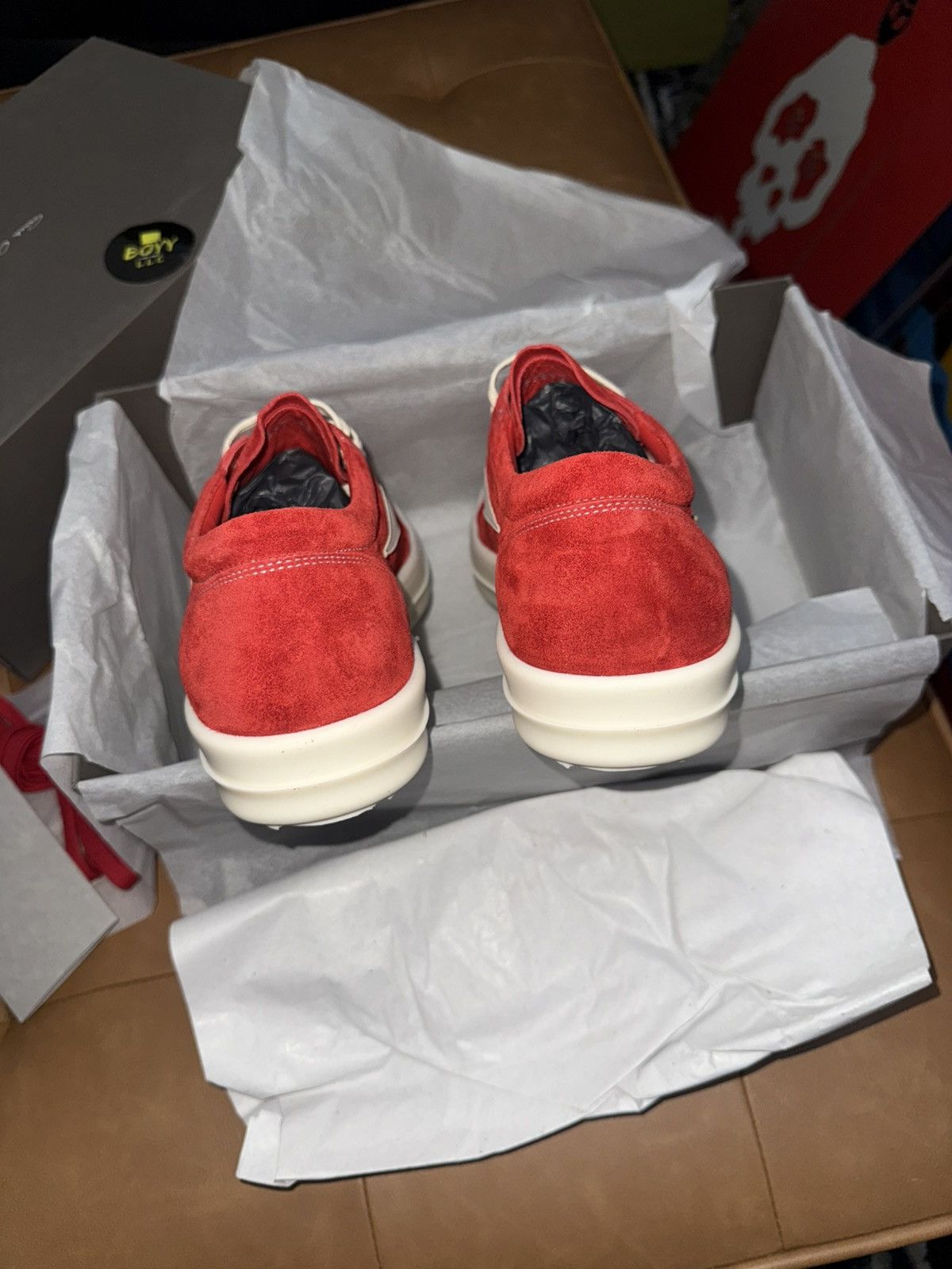 Rick Owens Rick owens red suede cardinal vintage low top sneakers Size US 7 / EU 40 - 6 Thumbnail