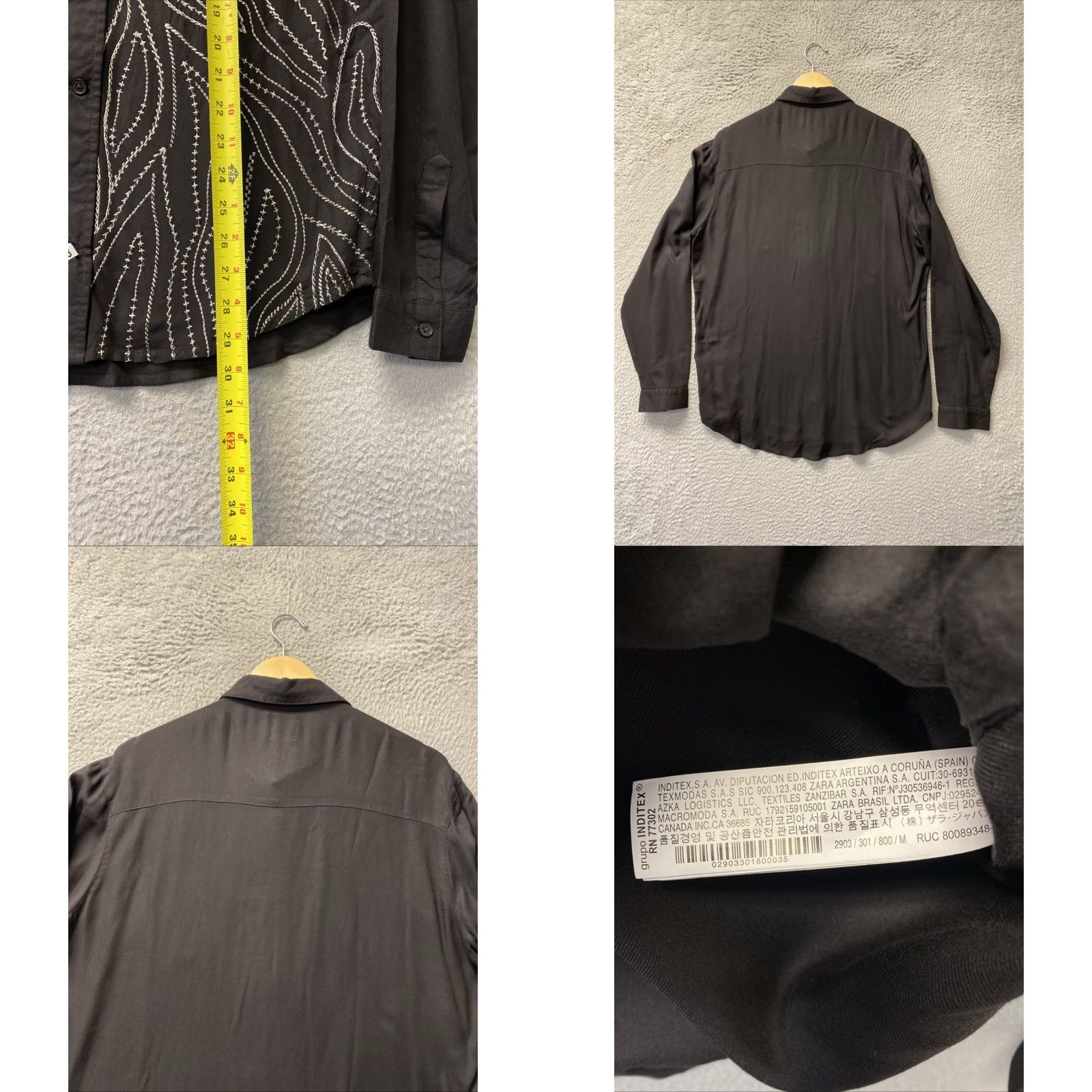 Zara ZARA Man Button Shirt Men’s M Black Crochet Slim Embroidered Metallic Embroidery Button-Up Shirt Mens Size US M / EU 48-50 / 2 - 8 Thumbnail