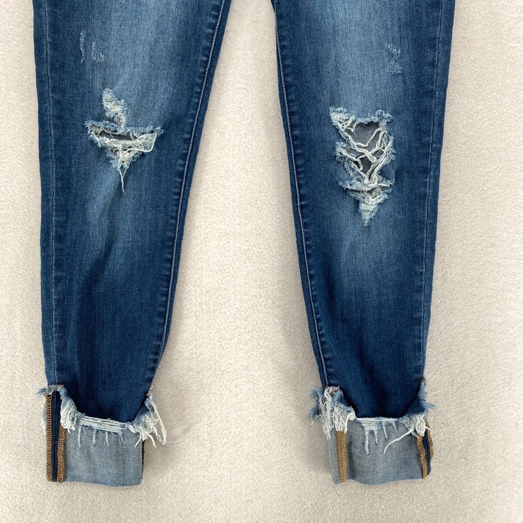 Denime Judy Blue Jeans Women's 9/29 Skinny Fit Cuffed Dark Wash Blue Stretch Denim Jeans Size 29" - 3 Thumbnail