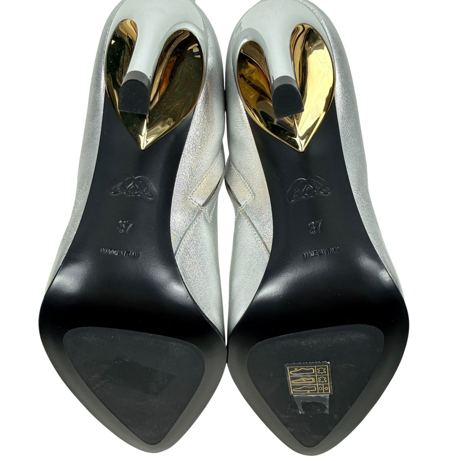 Alexander McQueen New Alexander Mcqueen Armadillo Metallic Leather Ankle Boots Size US 7 / IT 37 - 8 Thumbnail