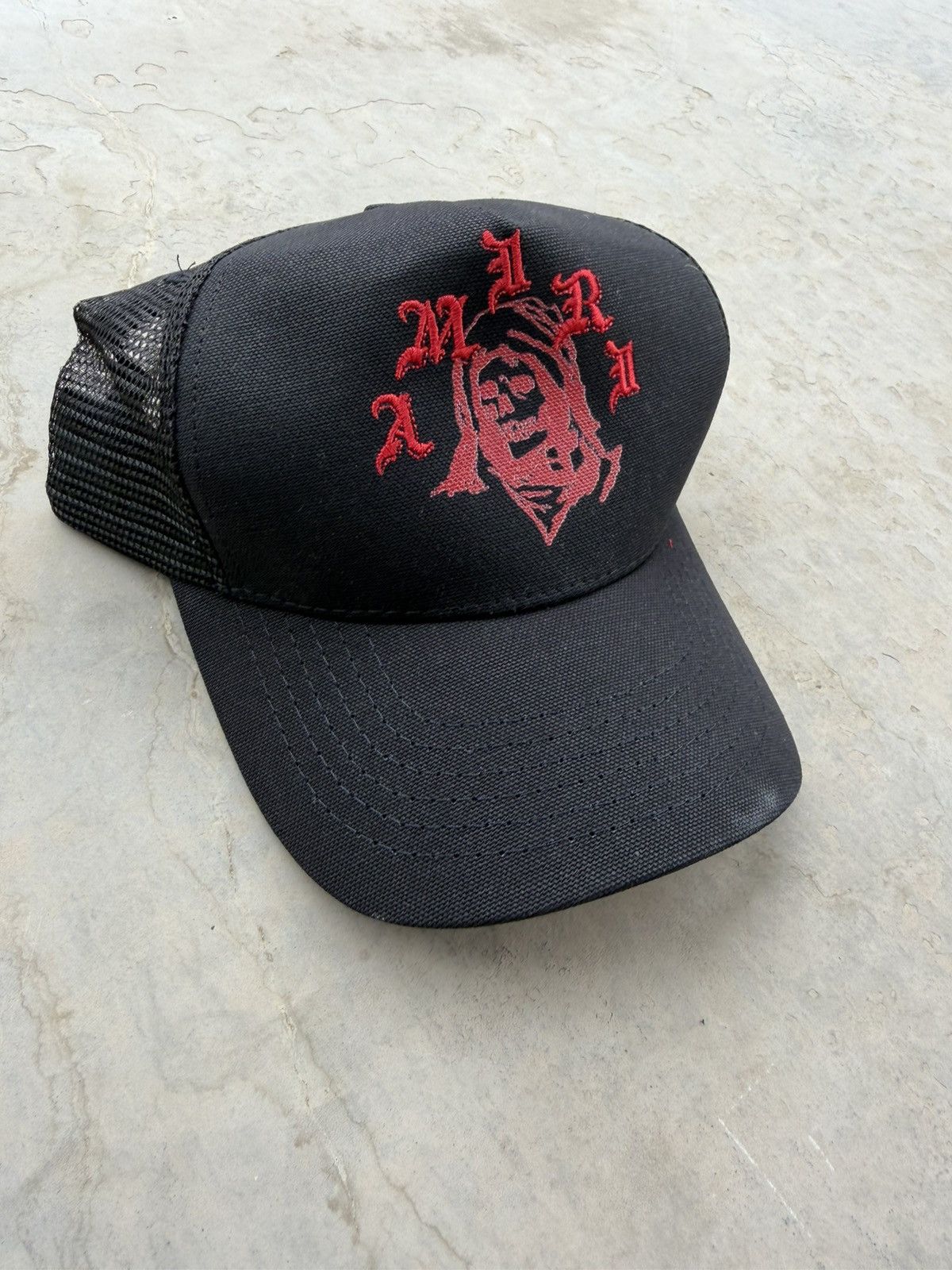 Amiri Amiri x Wes Lang Reaper Trucker Hat Black Red Brand New Size ONE SIZE - 2 Thumbnail