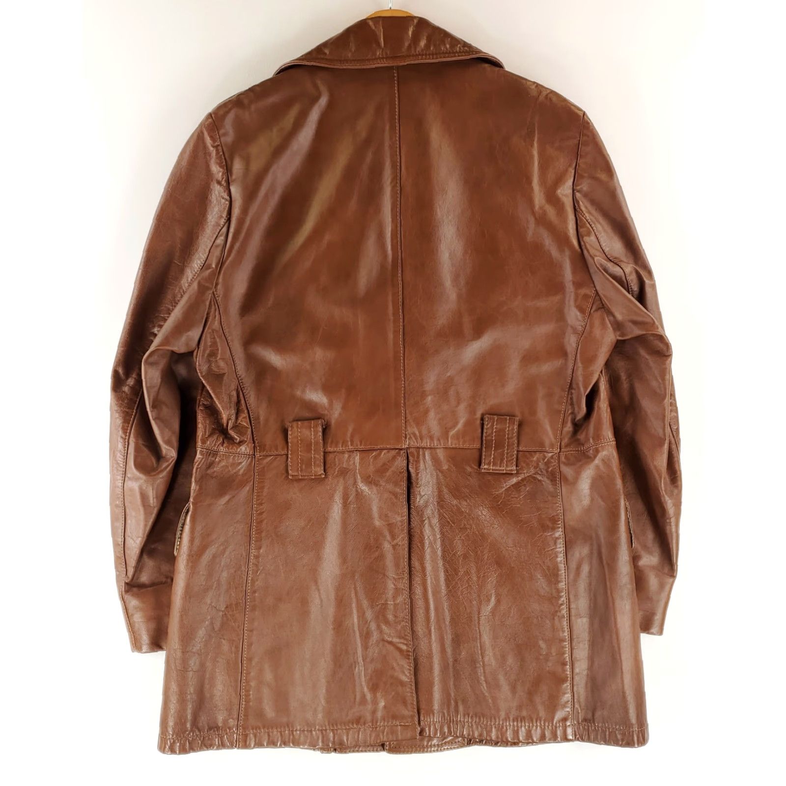 Vintage VINTAGE Lakeland Leather Jacket Car Coat Brown Big Collar Mens 42 Overcoat 70s Disco Mens 42 Brown Size US XS / EU 42 / 0 - 3 Thumbnail