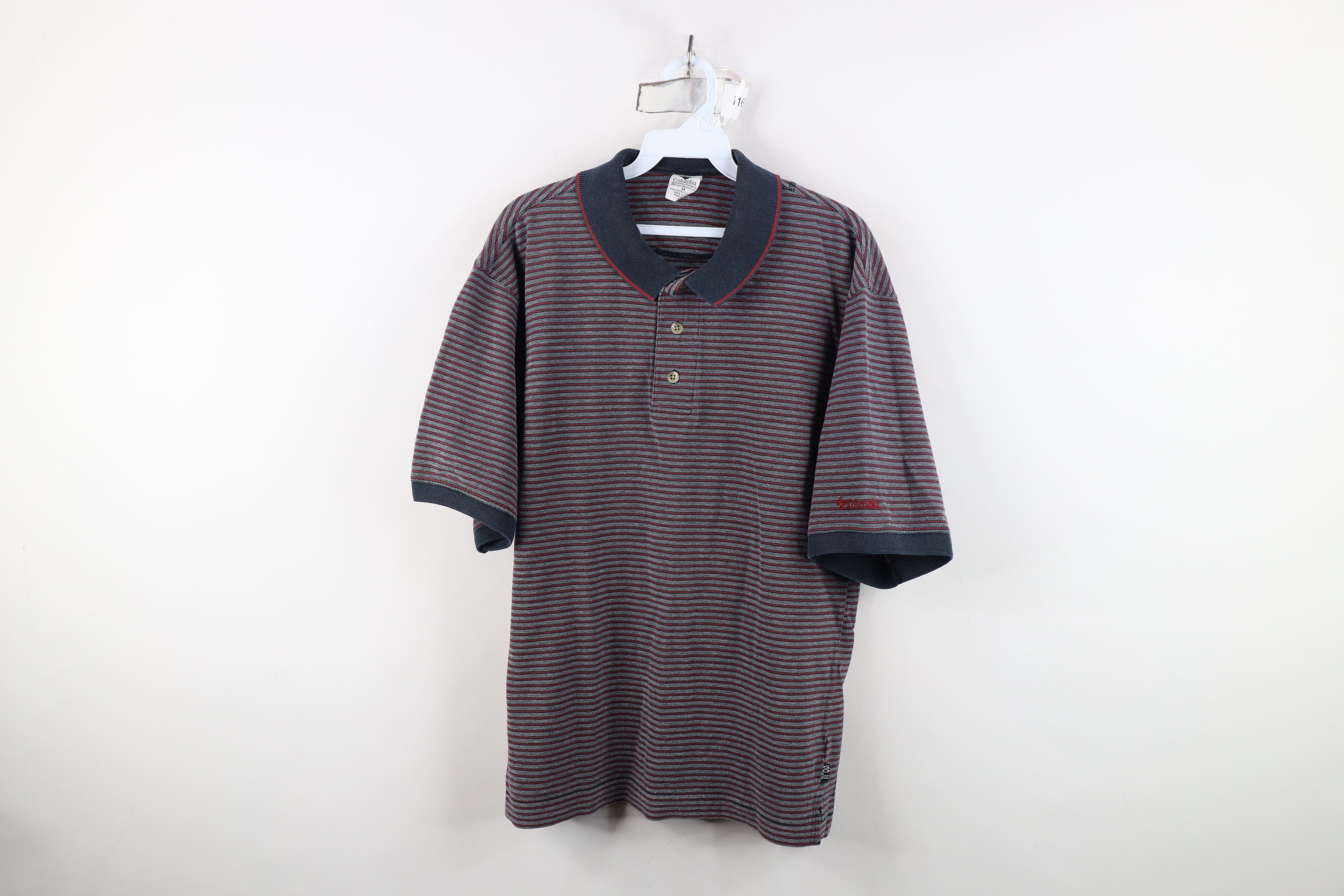 Columbia Vintage 90s Columbia Golf Spell Out Striped Knit Polo Shirt Size US M / EU 48-50 / 2 - 1 Thumbnail
