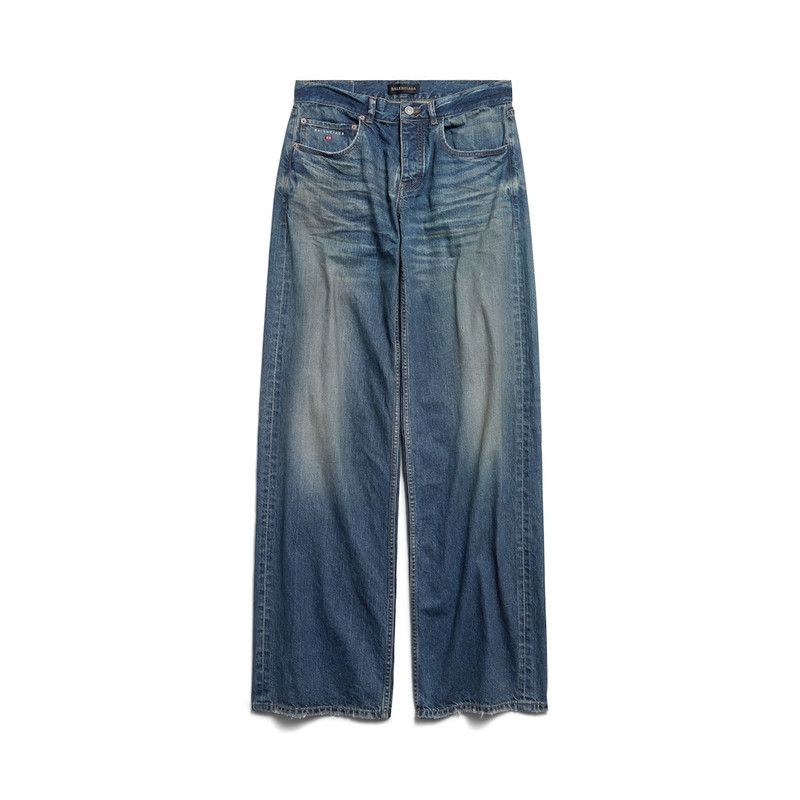 Balenciaga wide leg baggy pants in deep blue cotton denim Size US 31 - 1 Thumbnail