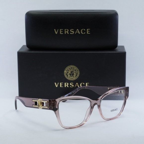 image of New Versace Ve3347 5435 54Mm Pink Transparent Eyeglasses, Women's
