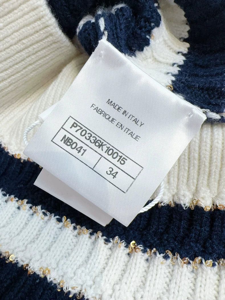 Chanel Chanel Blue White Stripe Sequin Knit Sweater Size M / US 6-8 / IT 42-44 - 6 Thumbnail