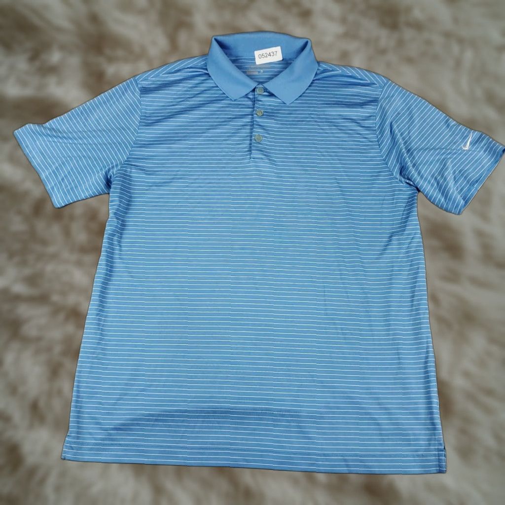 Nike Nike Polo Shirt Mens L Blue Striped Swoosh Golf Casual Short Sleeve - Polo Mens Blue Nike Shirt Size US L / EU 52-54 / 3 - 1 Thumbnail