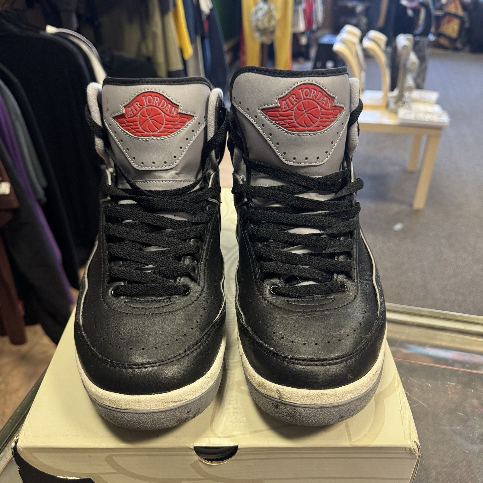 Jordan Brand Size 11-Air Jordan 2 Retro Sneakers Black Cement Gray Red Size US 11 / EU 44 - 4 Thumbnail