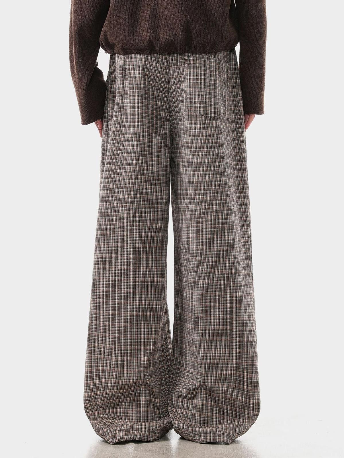 Vintage Gray Wide Leg Plaid Trousers, Loose Fit Pants Size US 30 / EU 46 - 5 Thumbnail