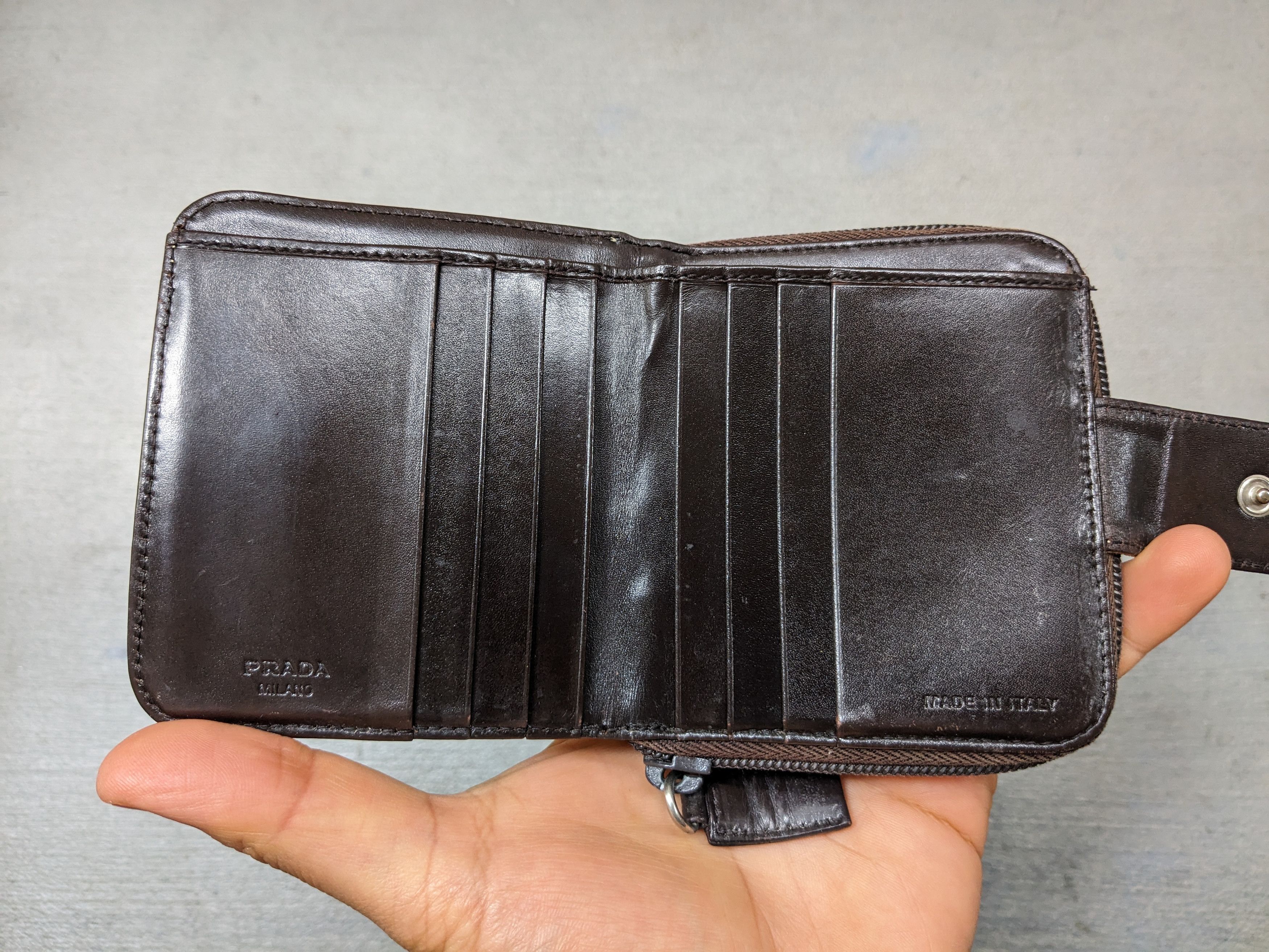 Prada Prada Wallet Hemp Beige Woven Brown Leather Bifold Italy Y2K Size ONE SIZE - 13 Thumbnail