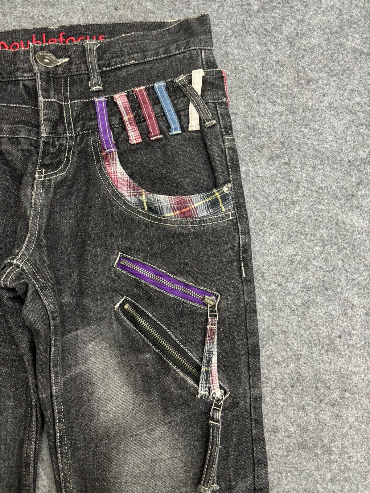 Japanese Brand 💥Doubel Waist💥Sick Japan Style Zipper Stonewash Denim F519 Size US 31 - 4 Thumbnail