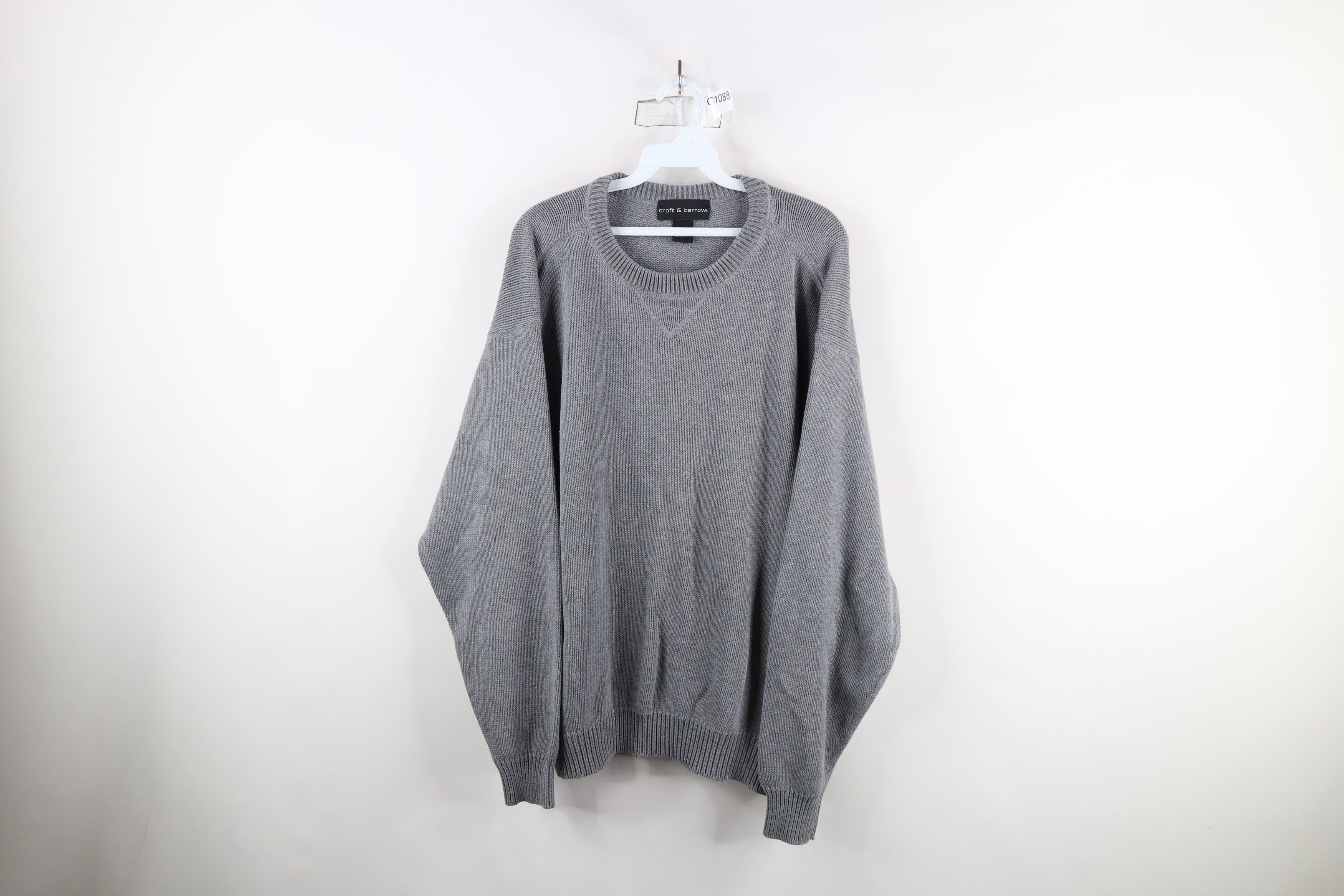 Vintage Vintage 90s Streetwear Cotton Knit Crewneck Sweater Gray Size US XL / EU 56 / 4 - 1 Thumbnail