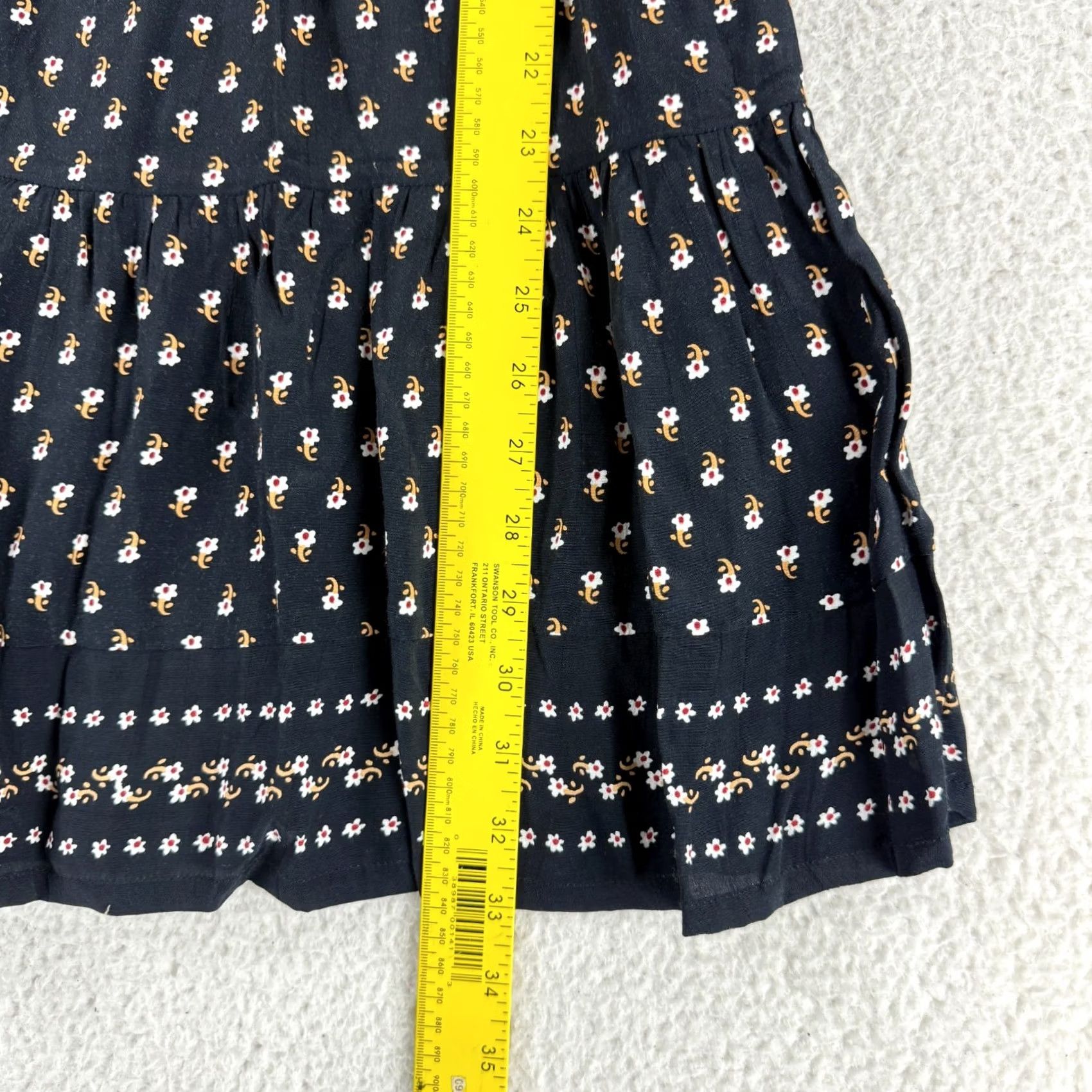 Vintage Faithfull The Brand x Anthropologie Fresa Dress Womens 2 Black Floral Tunic Dress Size XS / US 0-2 / IT 36-38 - 6 Thumbnail
