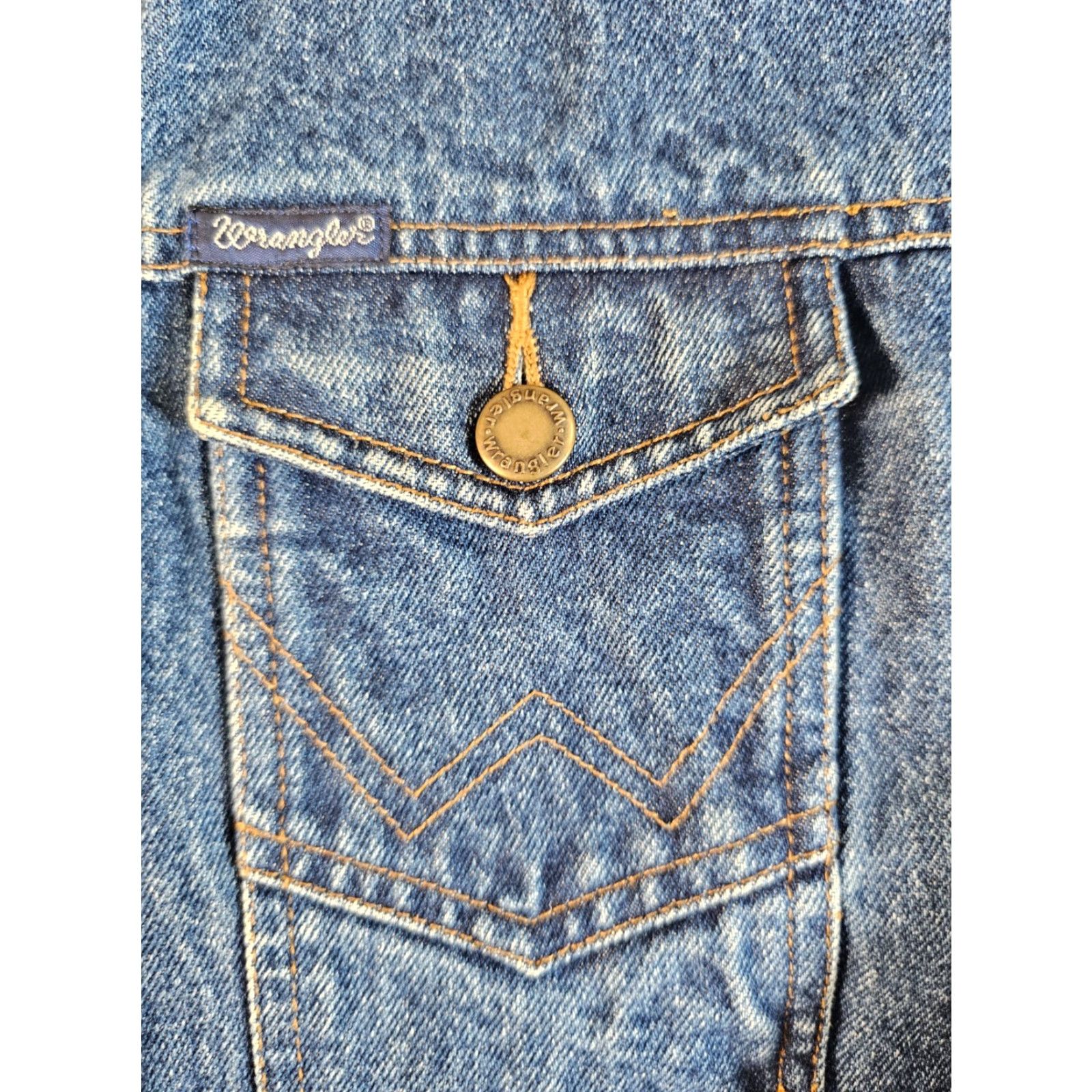 Wrangler VINTAGE Wrangler Denim Jacket Trucker 80s Blue Cotton Sz M Regular Men Jeans Jacket Size US 31 - 5 Thumbnail