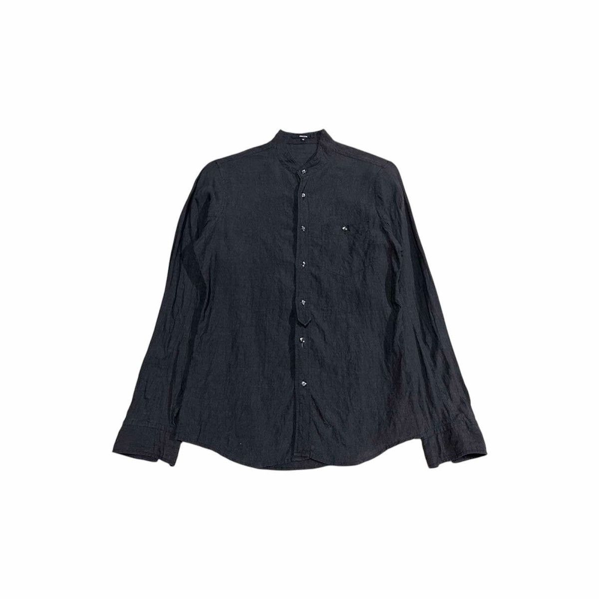 🔥Y2K Archived Shellac Black Hemp Shirt Collarless Goth Punk
