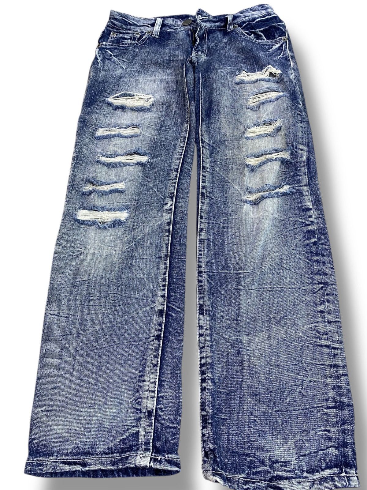 Japanese Brand Japanese Brand Thunder Faded Wash Style Distressed Jeans Size US 32 / EU 48 - 1 Thumbnail