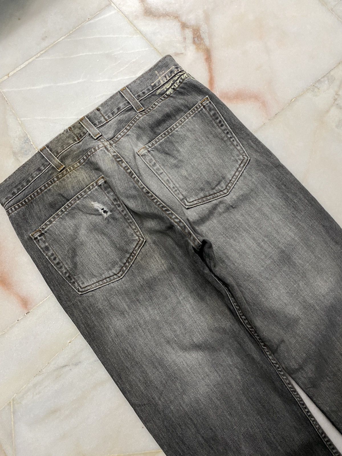 Stussy × Vintage Baggy💥90s Stussy Authentic Workgear Washed Faded Ripped jean Size US 33 - 21 Thumbnail