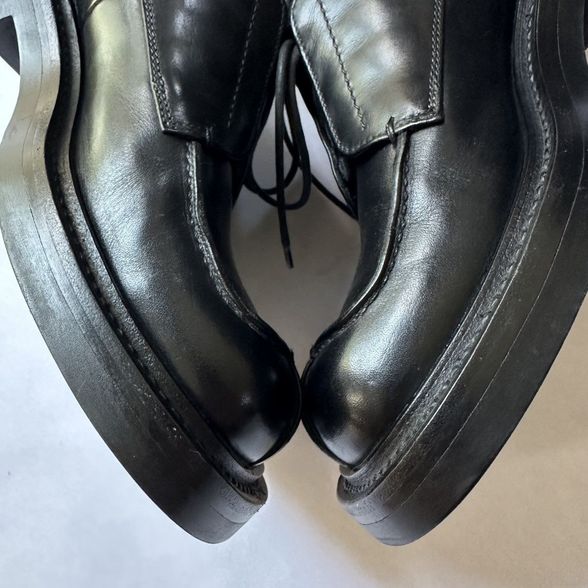 Prada 1999 FW Runway Leather Square Toe Derby Shoes