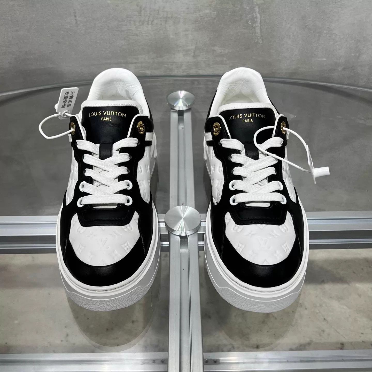 Louis Vuitton LV Time Out Black/White Monogram Embossed 36.5 (UK2.5) Size US 6 / IT 36 - 1 Thumbnail