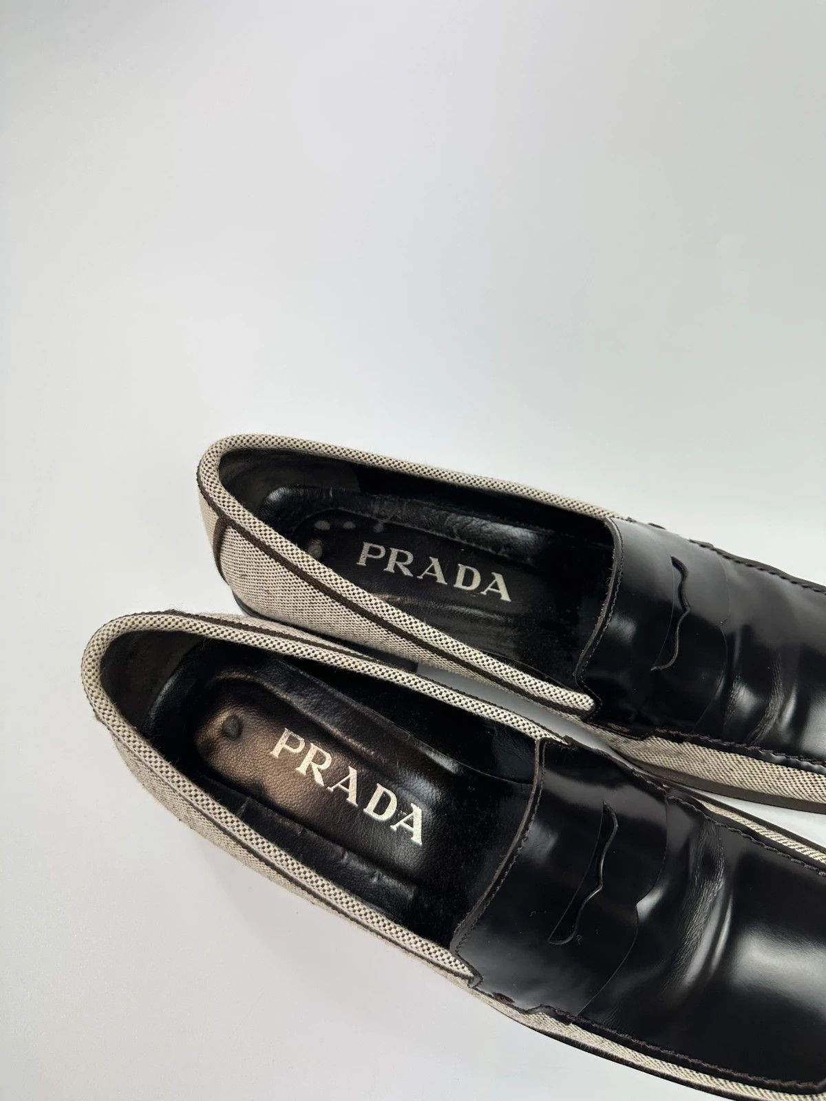 Prada Prada Milano SS1999 Linen & Leather Grey & Black Loafer Size US 9 / IT 39 - 4 Thumbnail