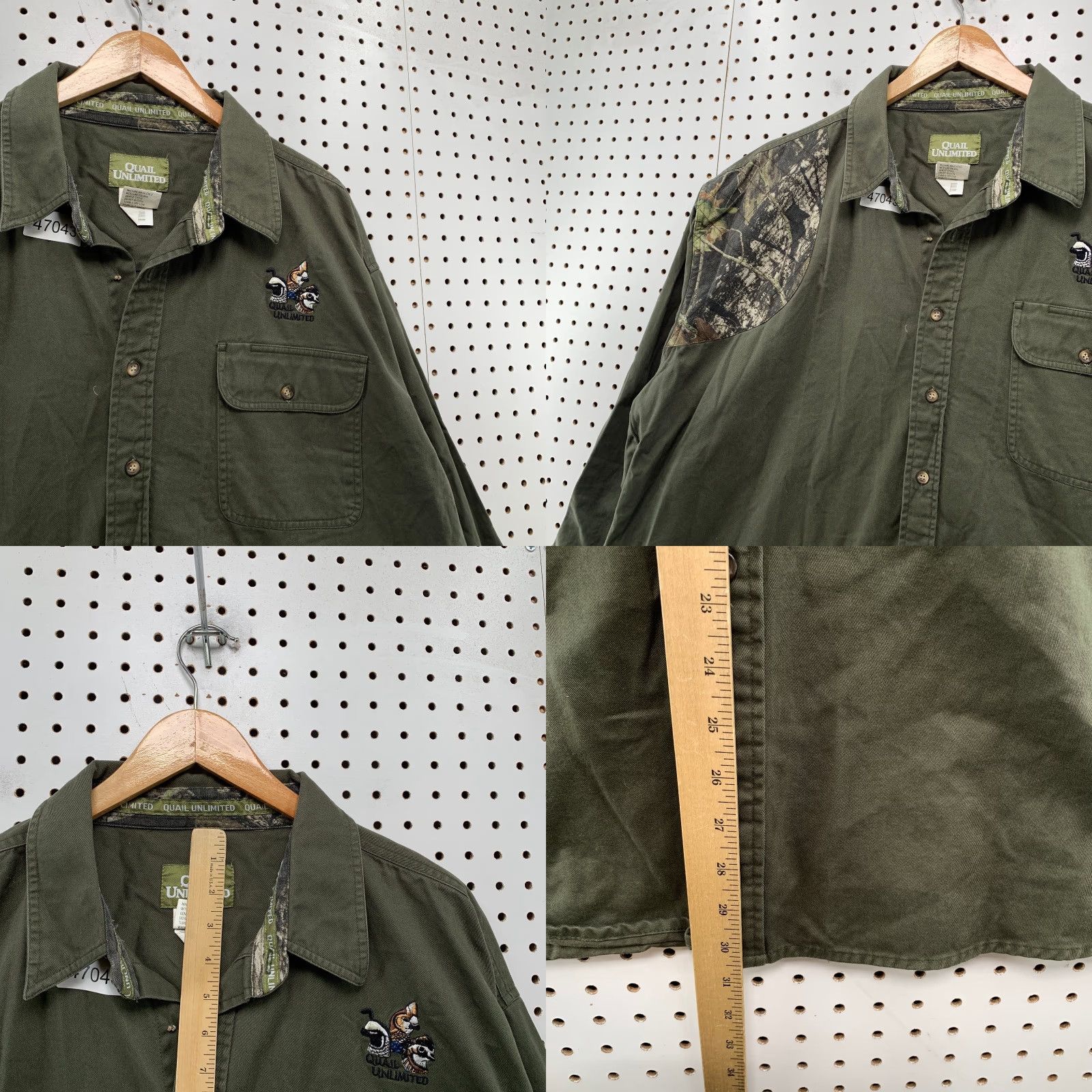 Vintage Quail Unlimited Hunting Button Shirt Mens 2XL Green Camo Long Sleeve Canvas Shirt Size US XXL / EU 58 / 5 - 8 Thumbnail